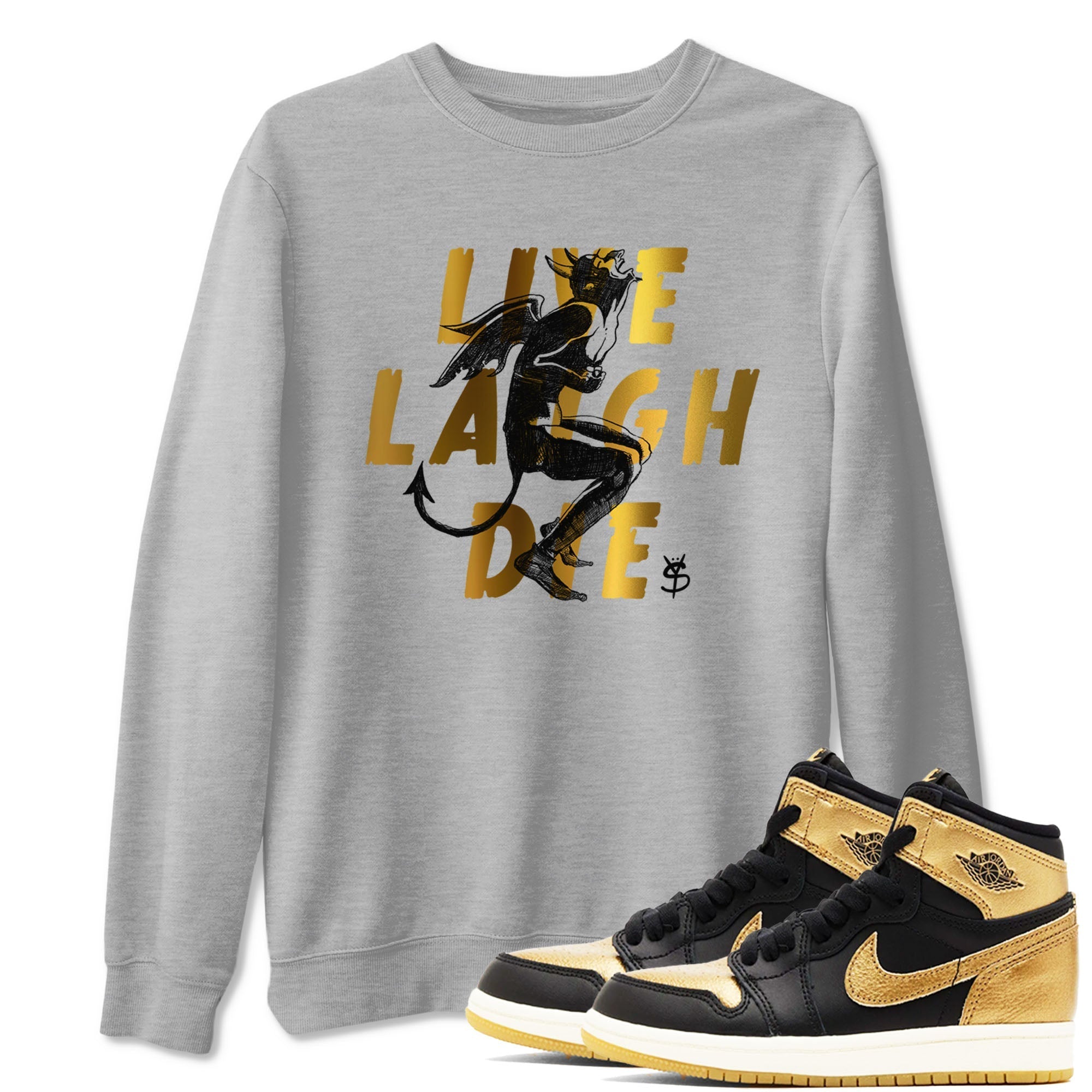 Laughing Devil snkmatch Tees - Air Jordan 1 Black Metallic Gold