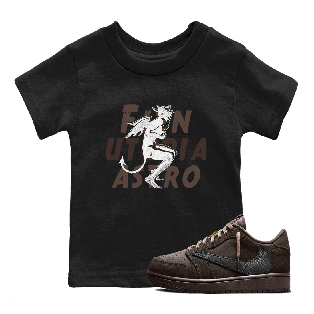 Laughing Devil snkmatch Tees Kids - Air Jordan 1 Travis Scott Velvet Brown