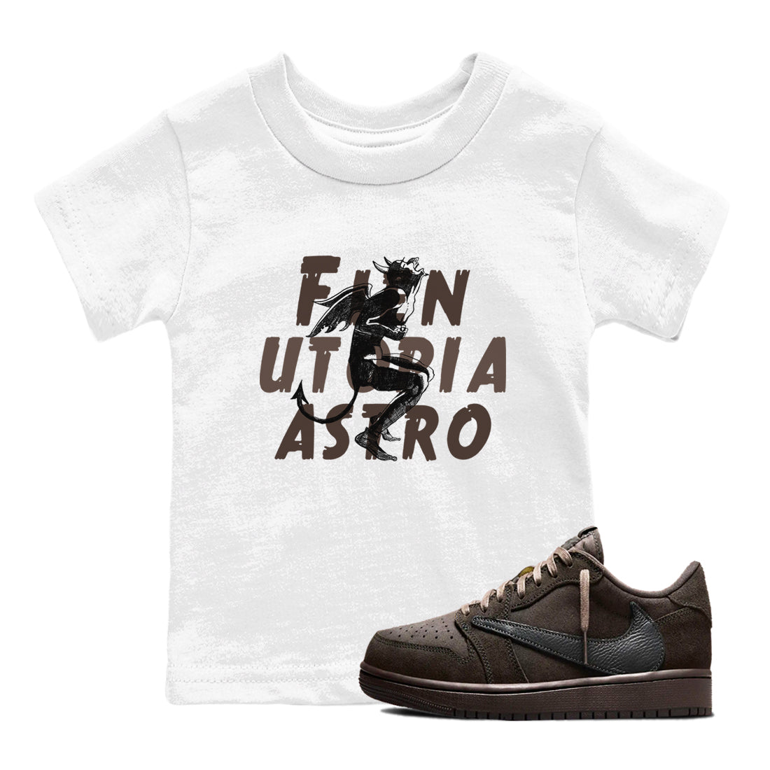 Laughing Devil snkmatch Tees Kids - Air Jordan 1 Travis Scott Velvet Brown