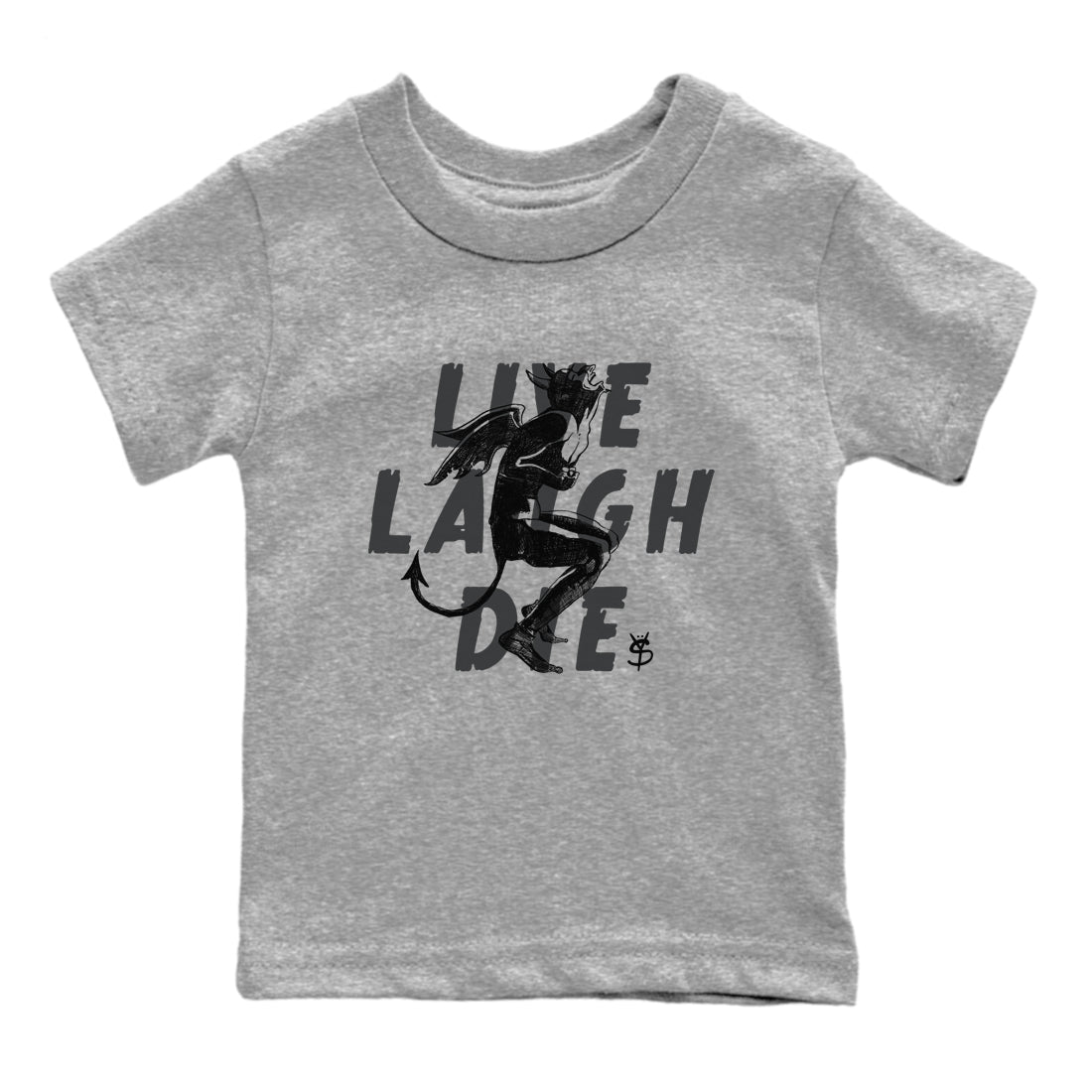 Laughing Devil snkmatch Tees Kids - Air Jordan 12 Black Wolf Grey