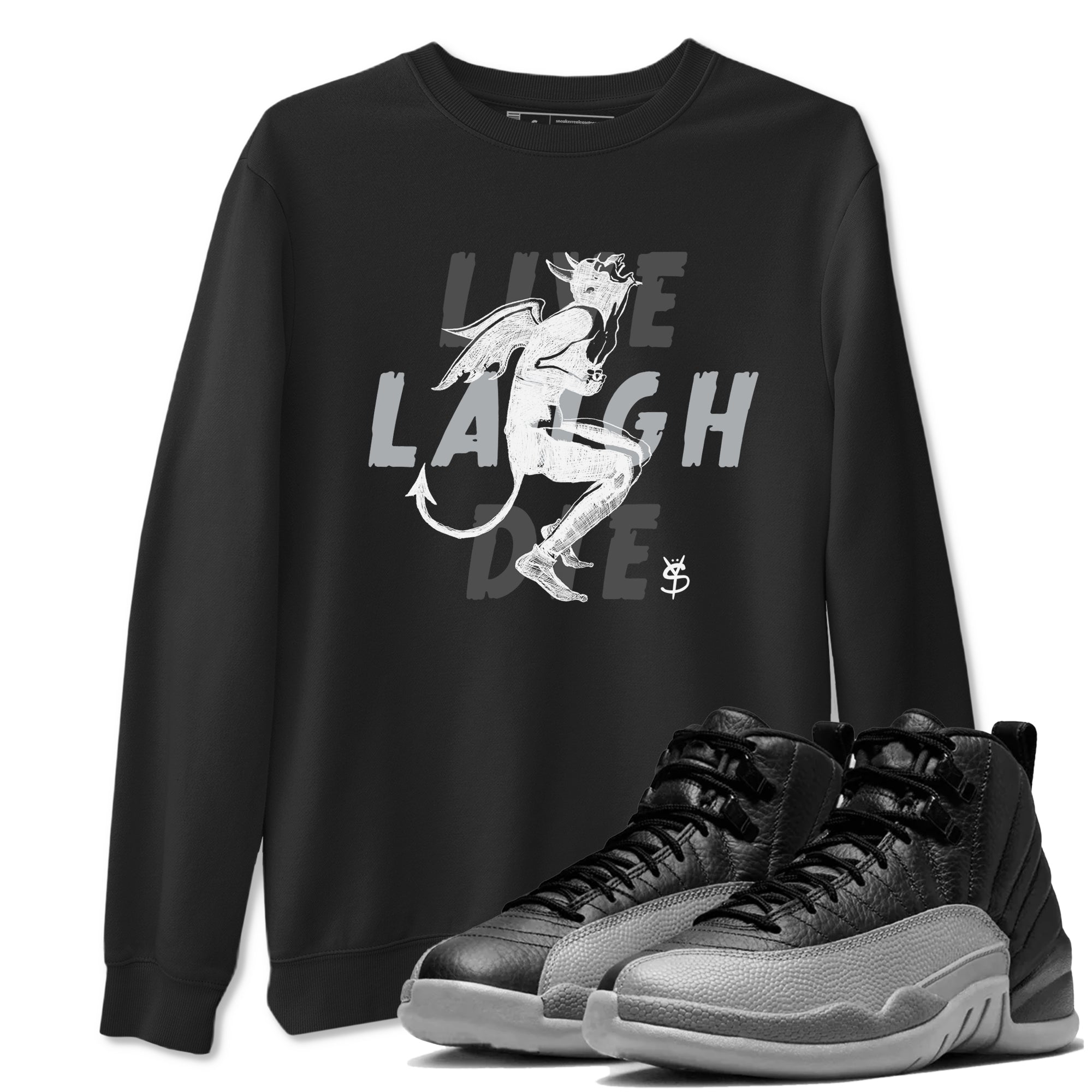 Laughing Devil snkmatch Tees - Air Jordan 12 Black Wolf Grey