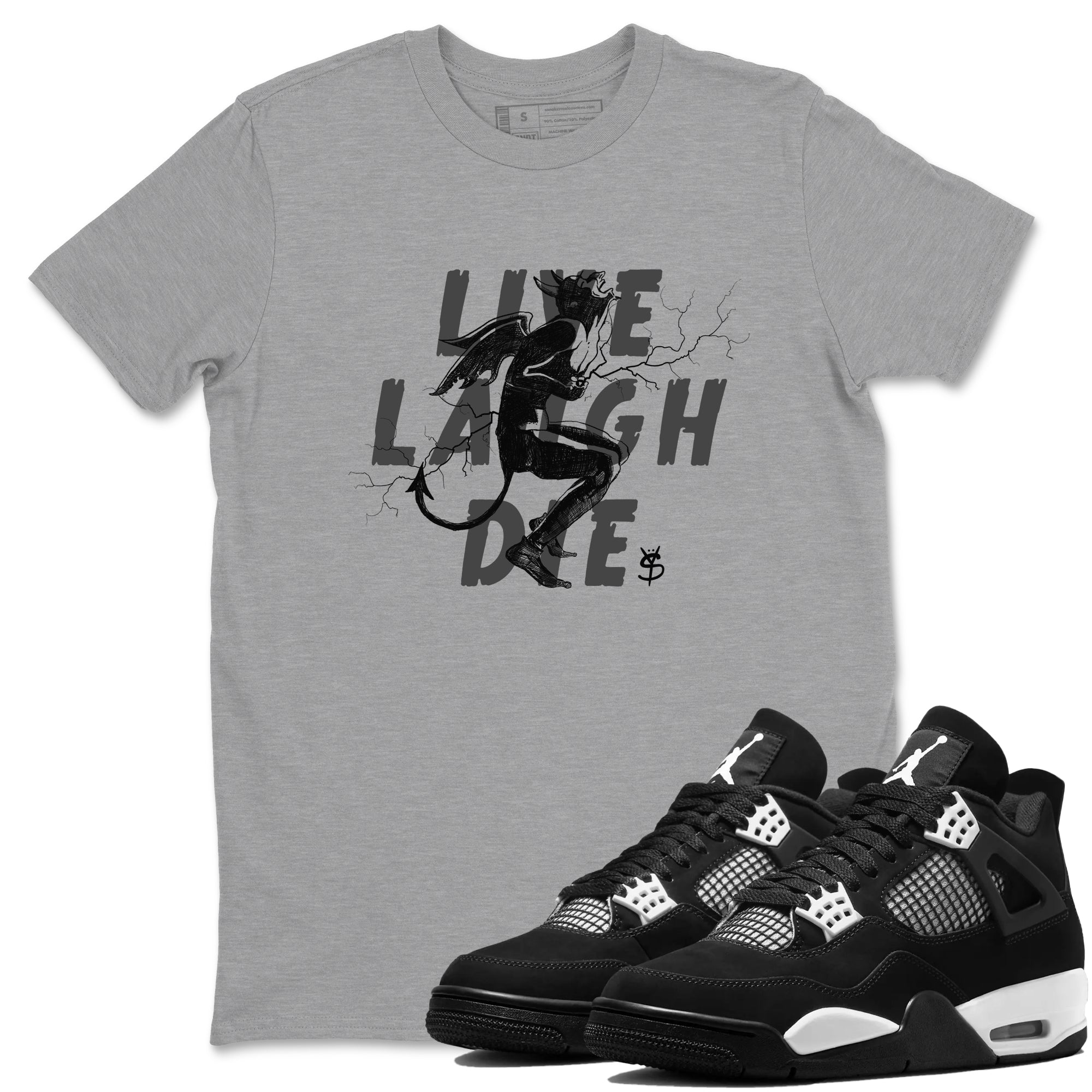 Laughing Devil snkmatch Tees - Air Jordan 4 White Thunder