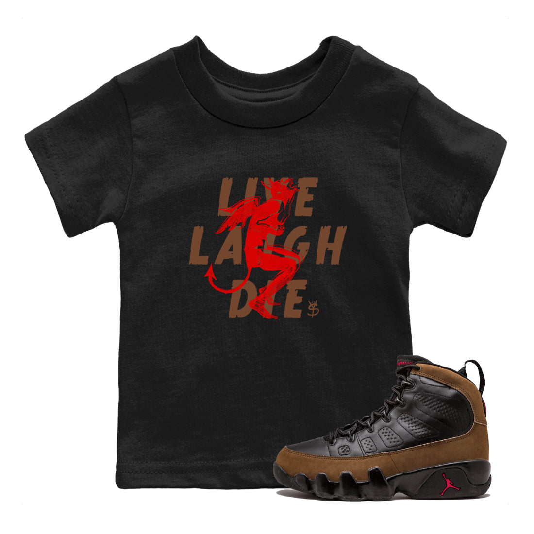 Laughing Devil snkmatch Tees Kids - Air Jordan 9 Olive