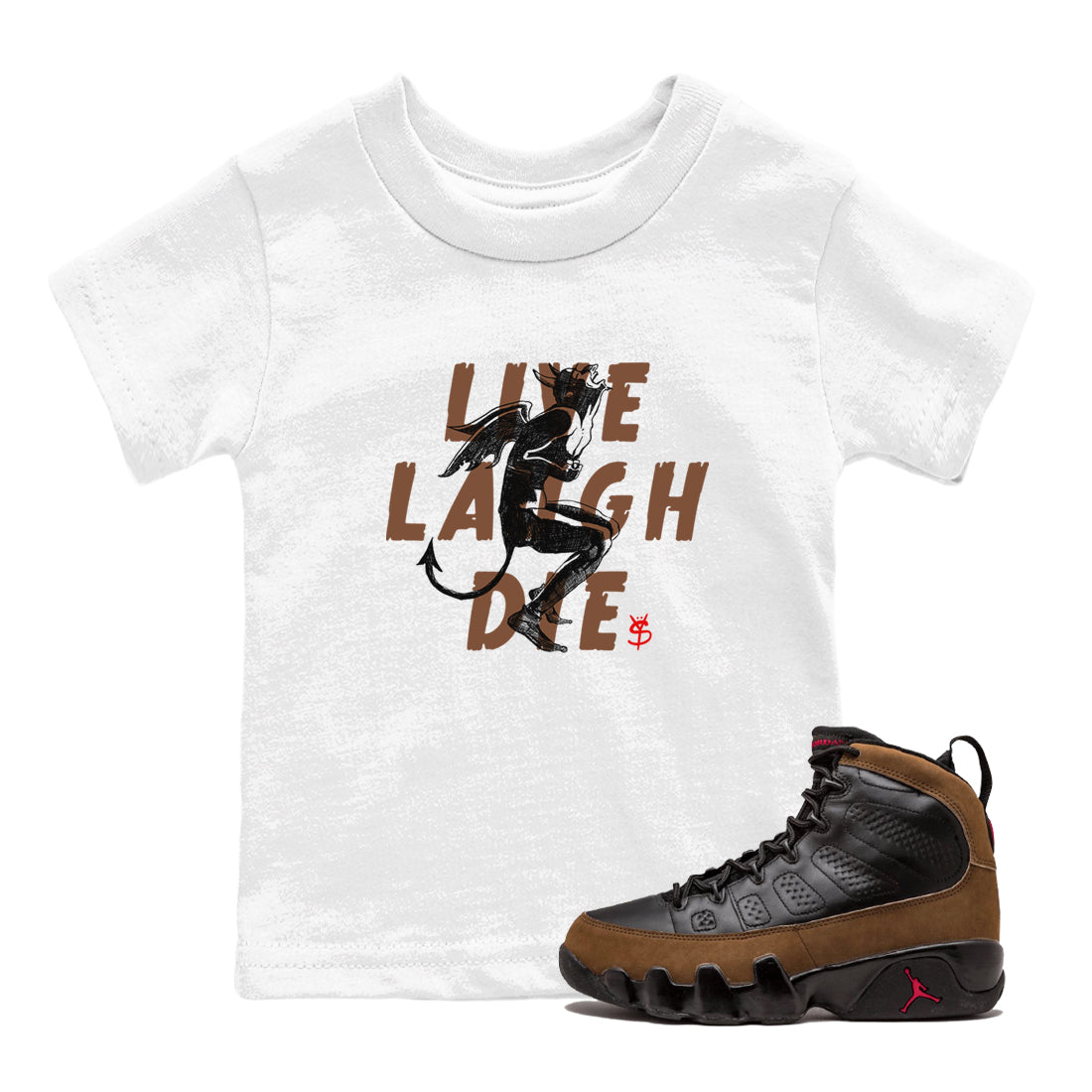 Laughing Devil snkmatch Tees Kids - Air Jordan 9 Olive