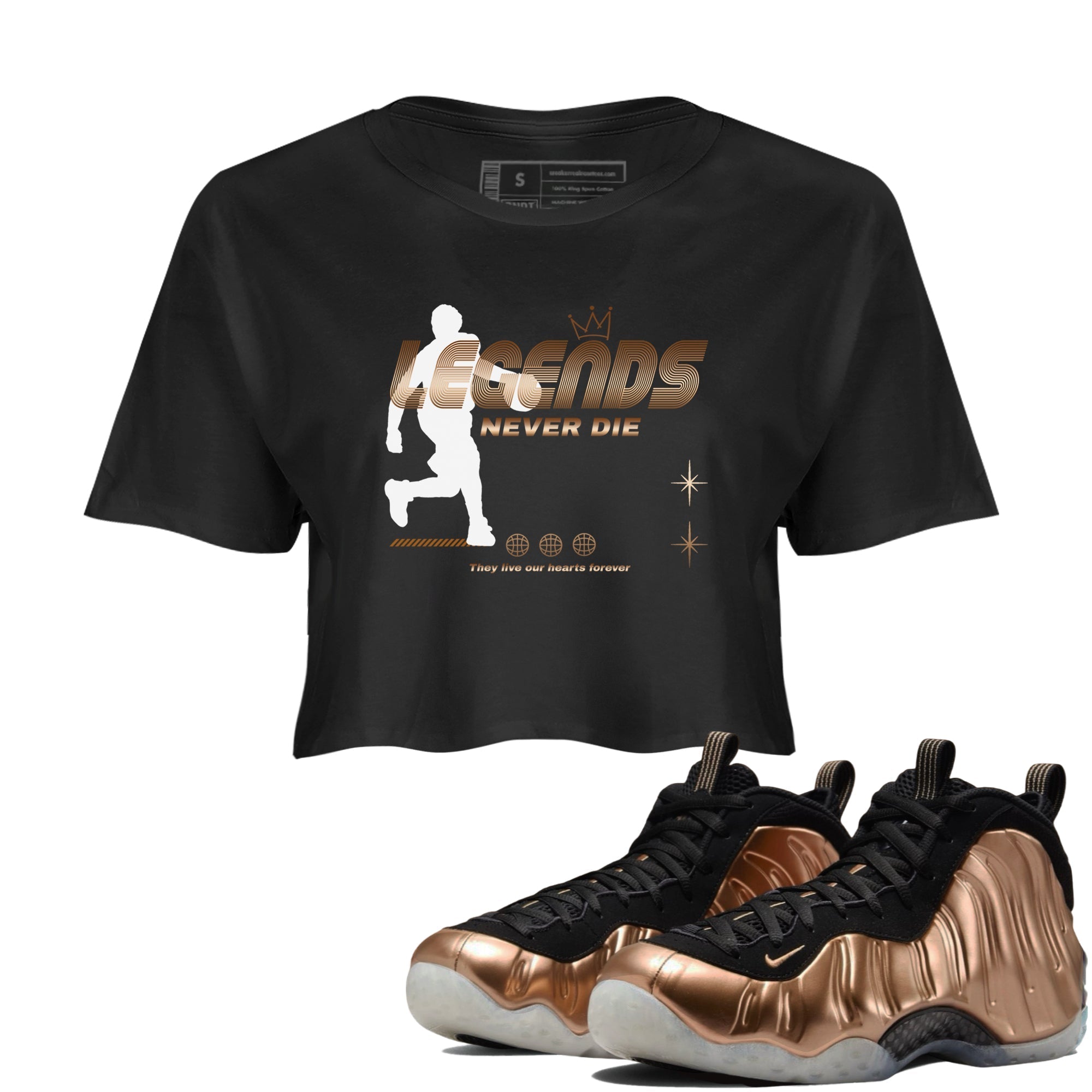 Legends Never Die snkmatch Women's Top - Air Foamposite One Metallic Copper