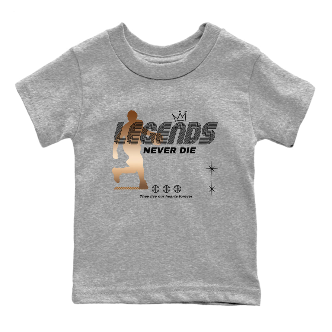 Legends Never Die snkmatch Tees Kids - Air Foamposite One Metallic Copper