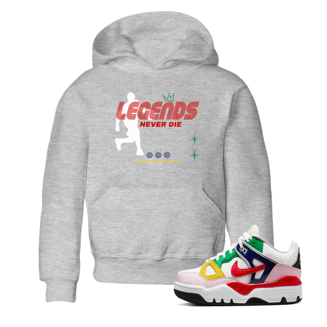 Legends Never Die snkmatch Tees Kids - Air Force 3 Blue Void and Tour Yellow