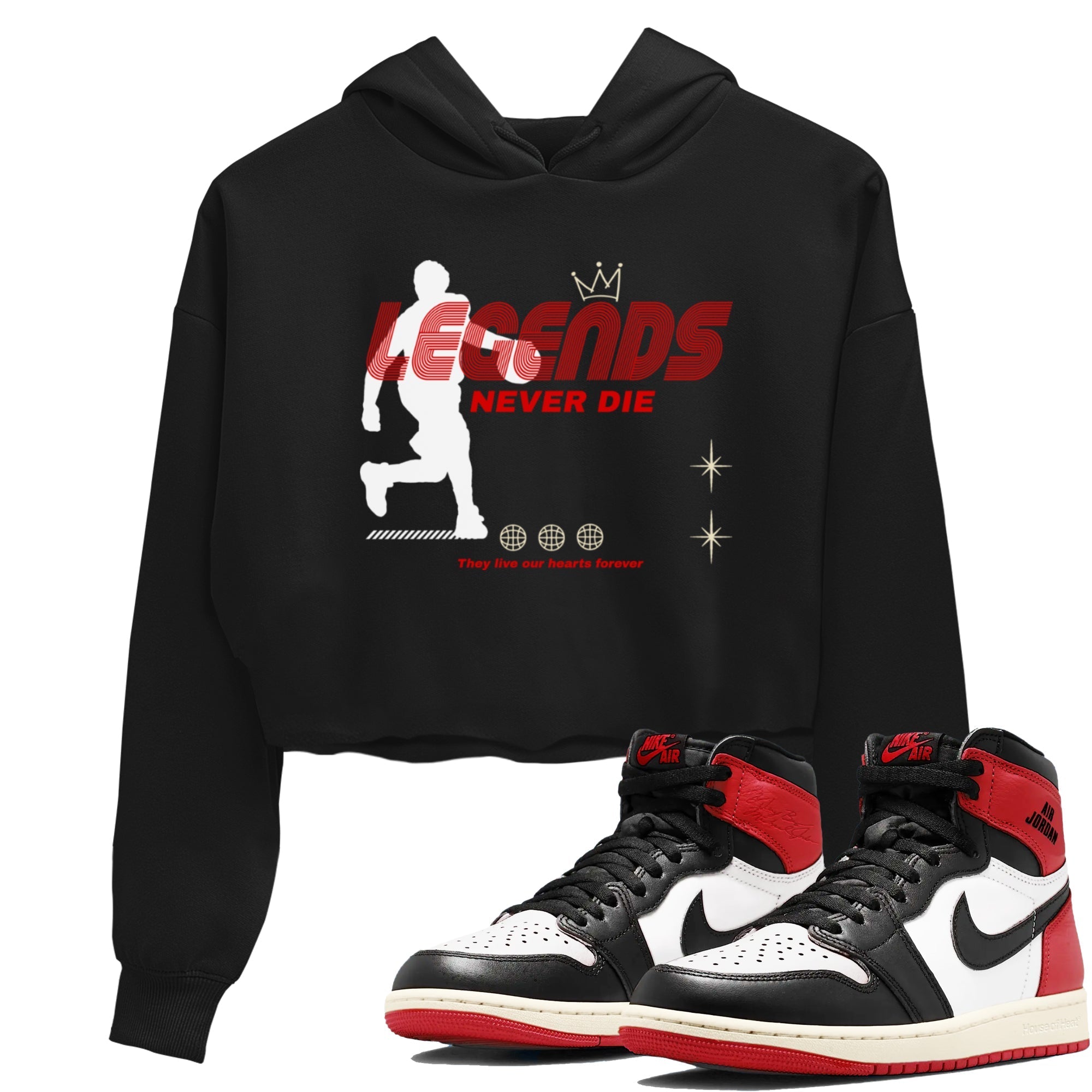 Legends Never Die snkmatch Women's Top - Air Jordan 1 Black Toe Reimagined