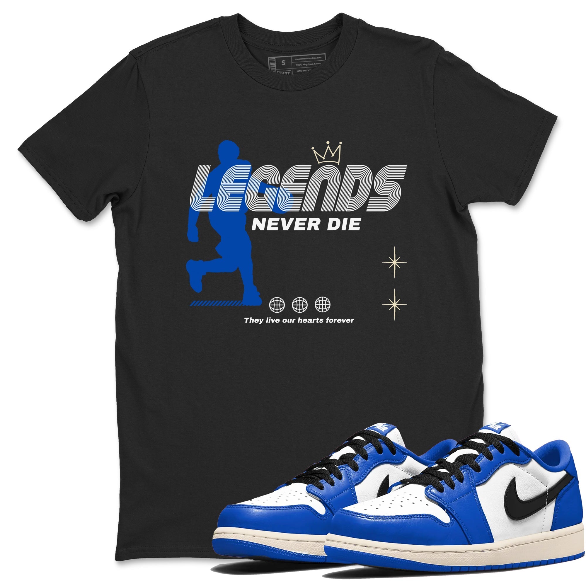 Legends Never Die snkmatch Tees - Air Jordan 1 Game Royal