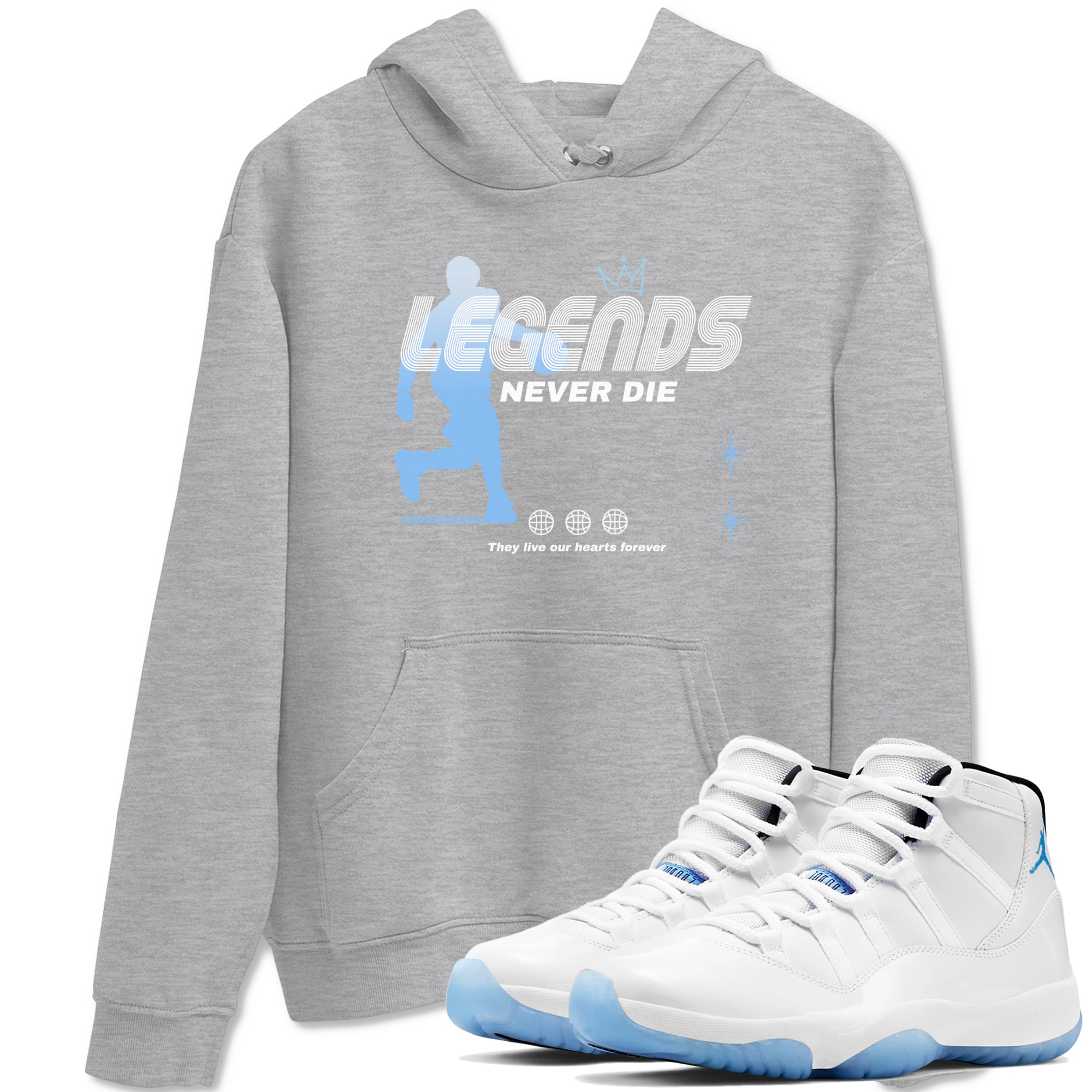 Legends Never Die snkmatch Tees - Air Jordan 11 Legend Blue