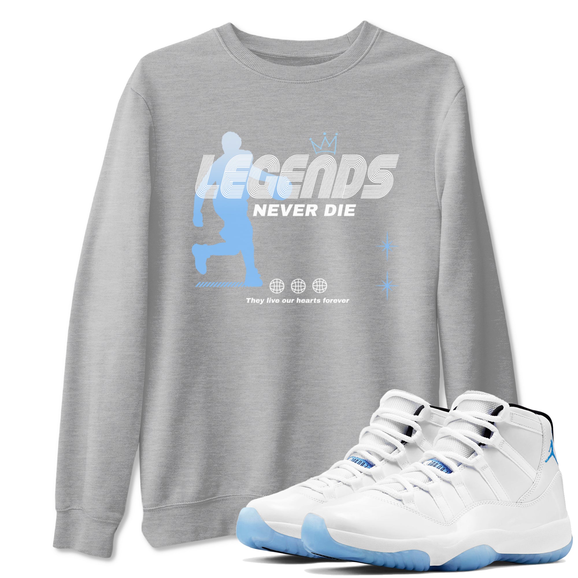 Legends Never Die snkmatch Tees - Air Jordan 11 Legend Blue