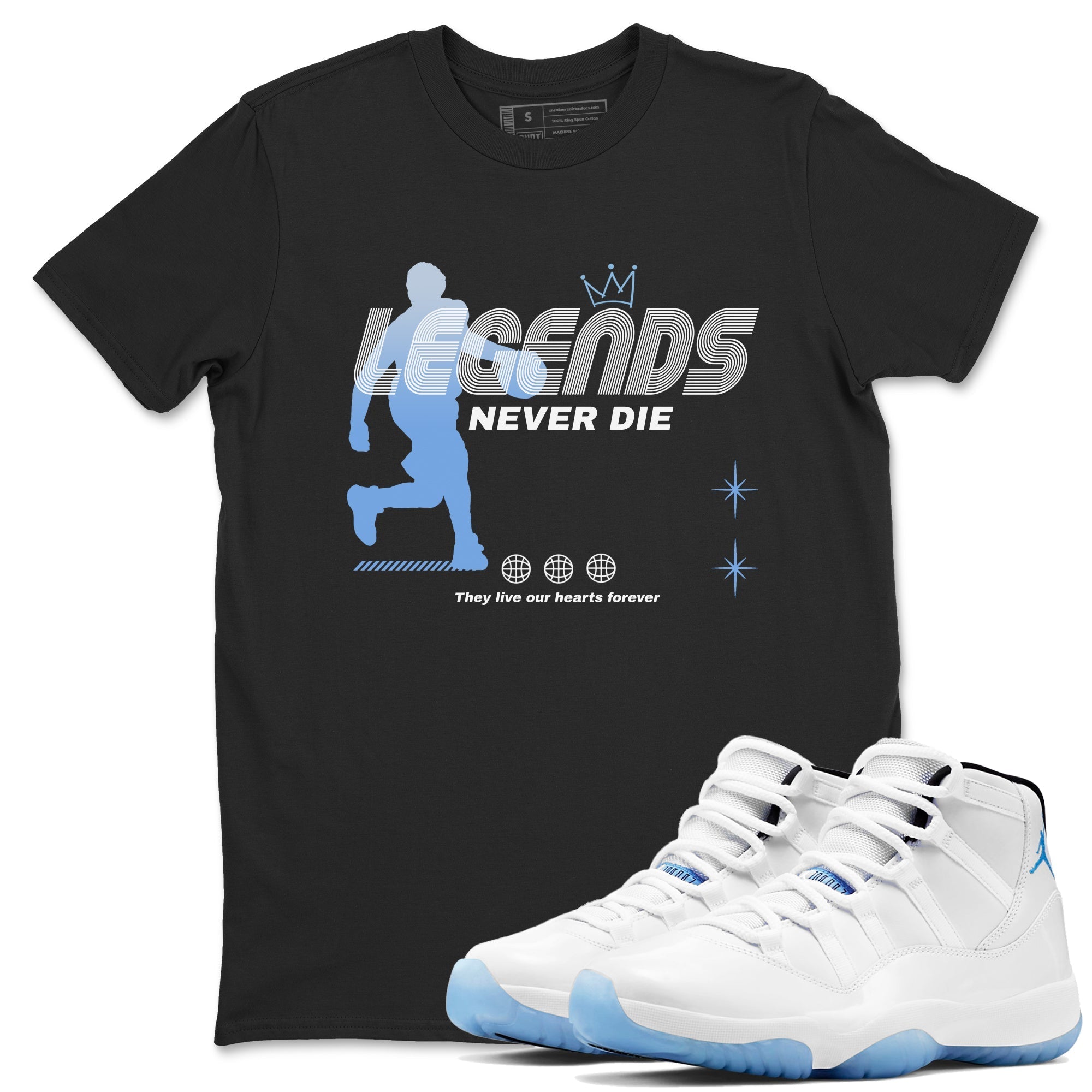 Legends Never Die snkmatch Tees - Air Jordan 11 Legend Blue