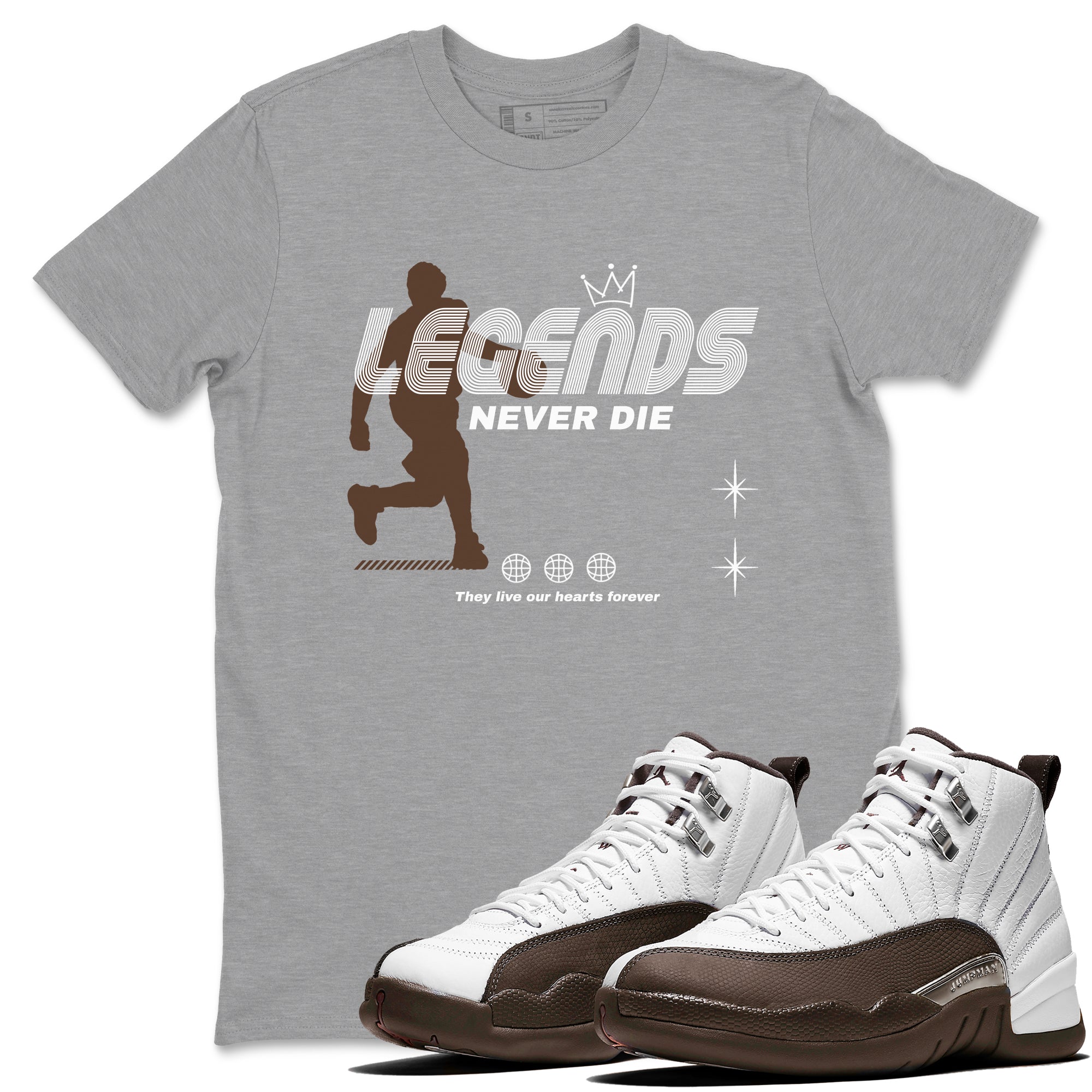Legends Never Die snkmatch Tees - Air Jordan 12 Baroque Brown