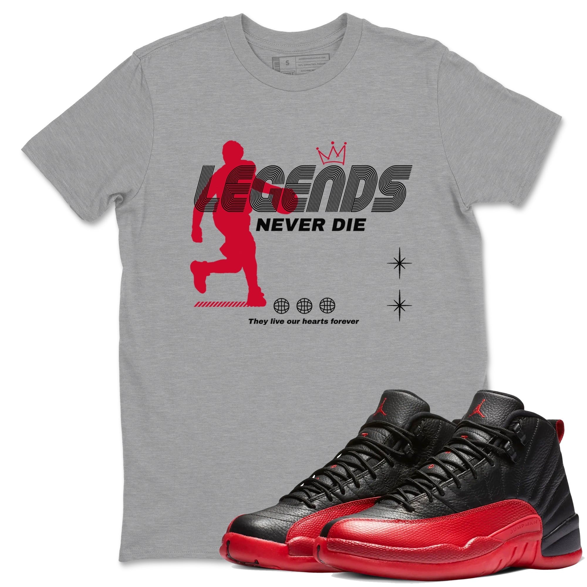 Legends Never Die snkmatch Tees - Air Jordan 12 Flu Game