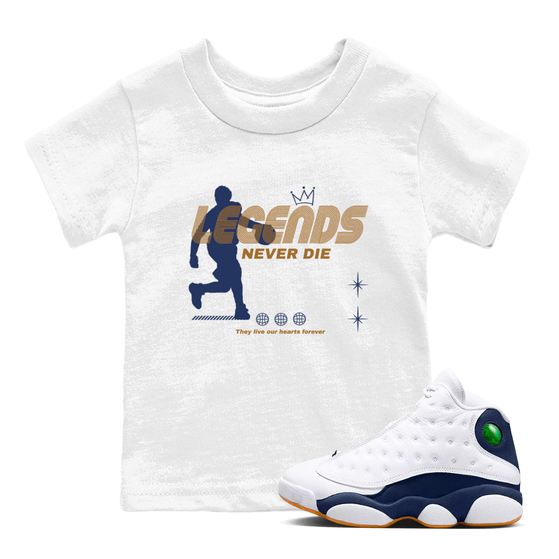 Legends Never Die snkmatch Tees Kids - Air Jordan 13 Midnight Navy