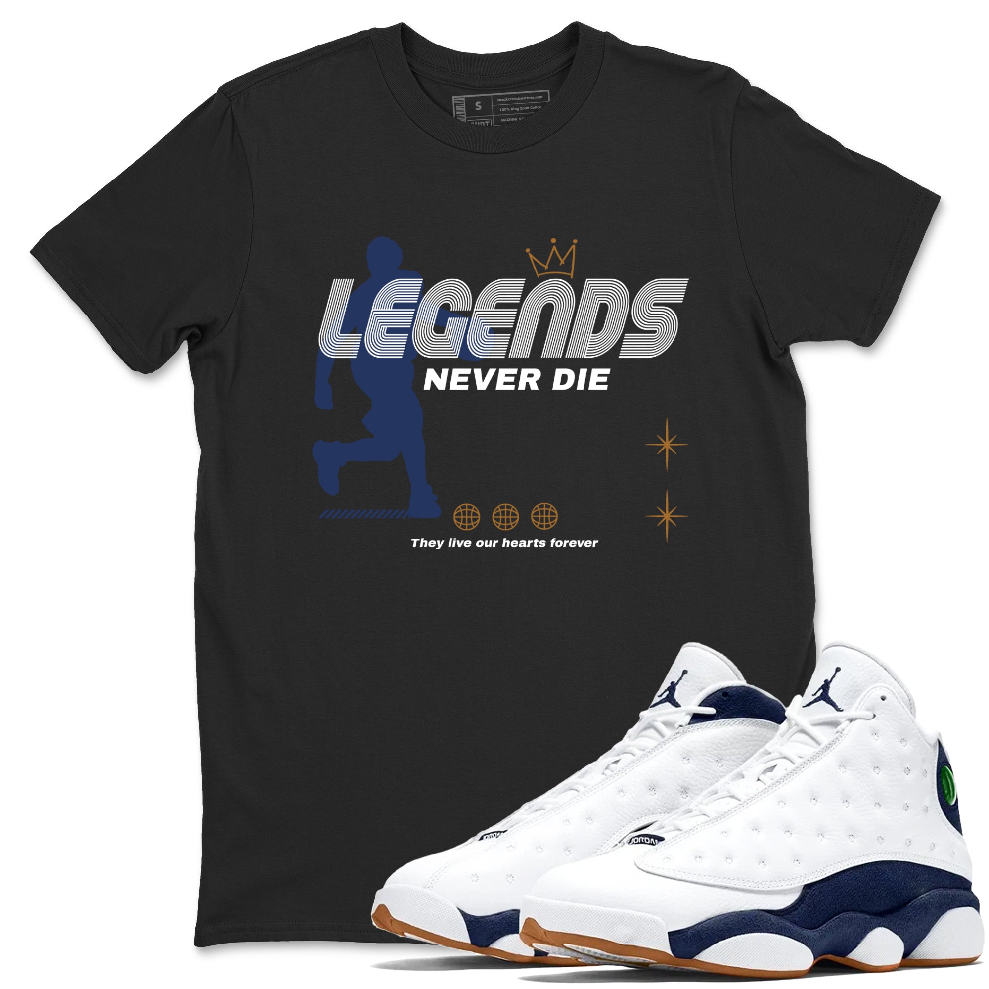 Legends Never Die snkmatch Tees - Air Jordan 13 Midnight Navy