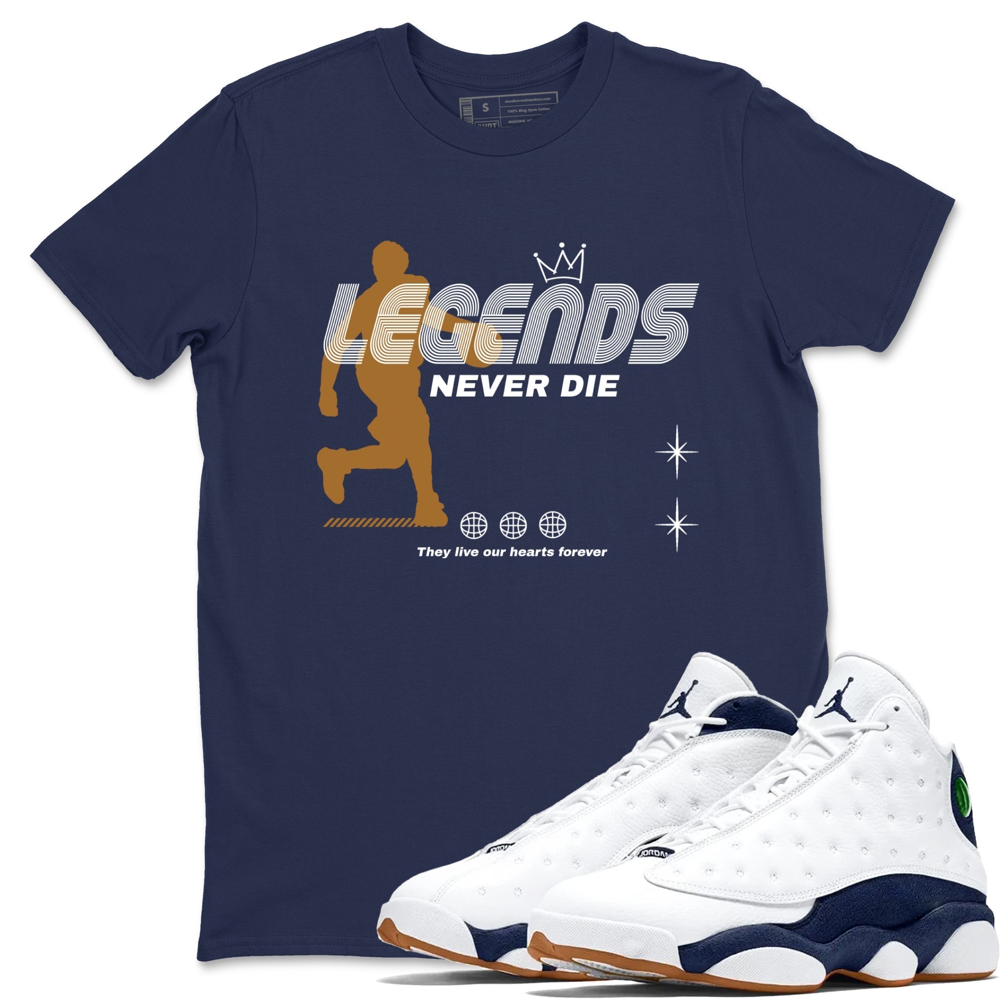 Legends Never Die snkmatch Tees - Air Jordan 13 Midnight Navy