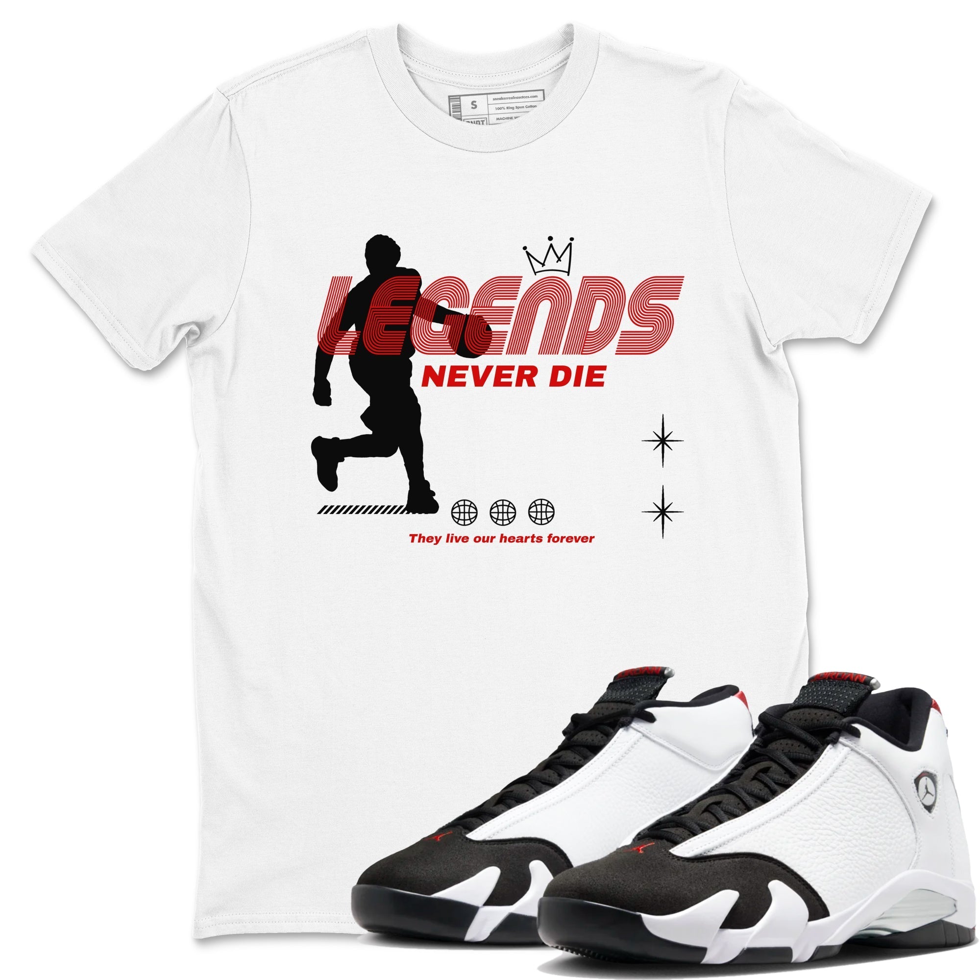 Legends Never Die snkmatch Tees - Air Jordan 14 Black Toe