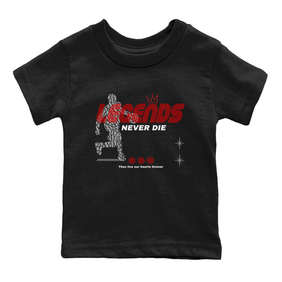 Legends Never Die snkmatch Tees Kids - Air Jordan 3 Black Cement