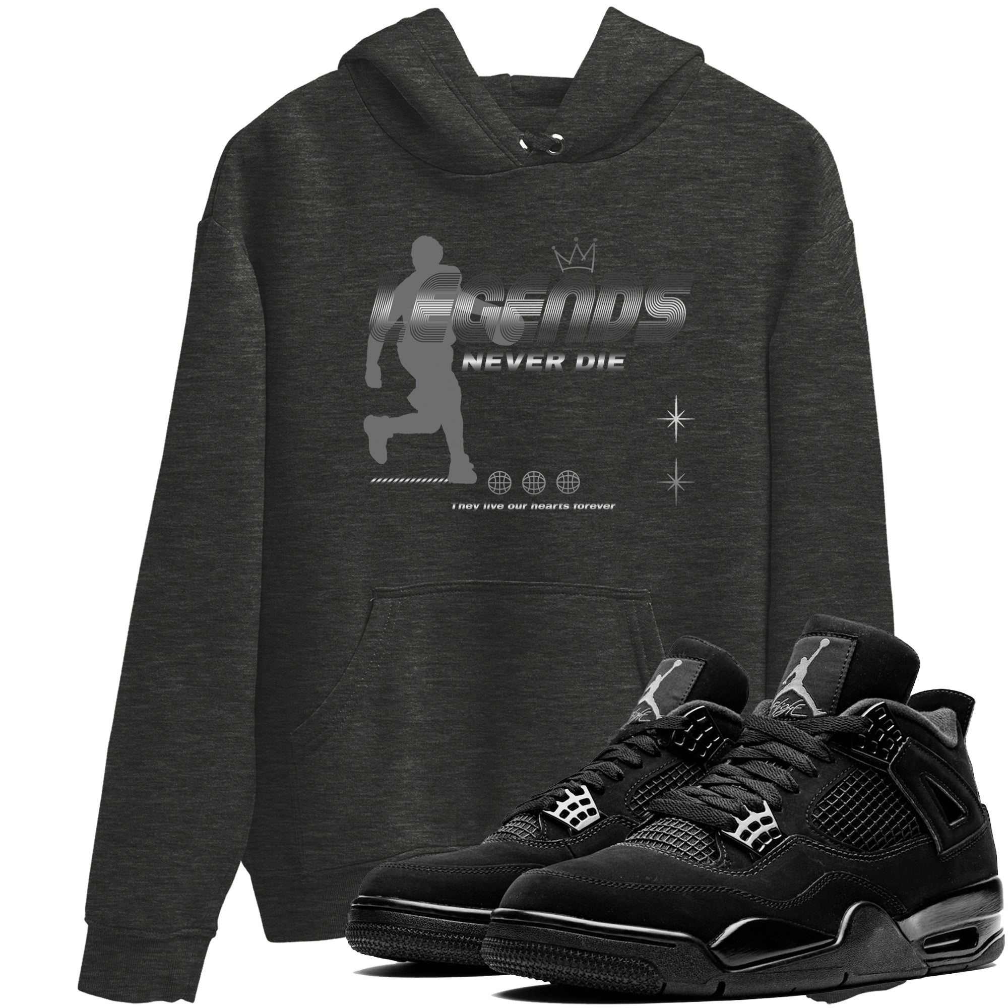 Legends Never Die snkmatch Tees - Air Jordan 4 Black Cat