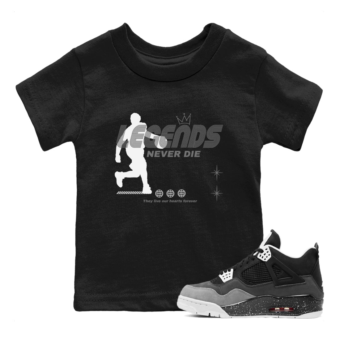 Legends Never Die snkmatch Tees Kids - Air Jordan 4 Fear