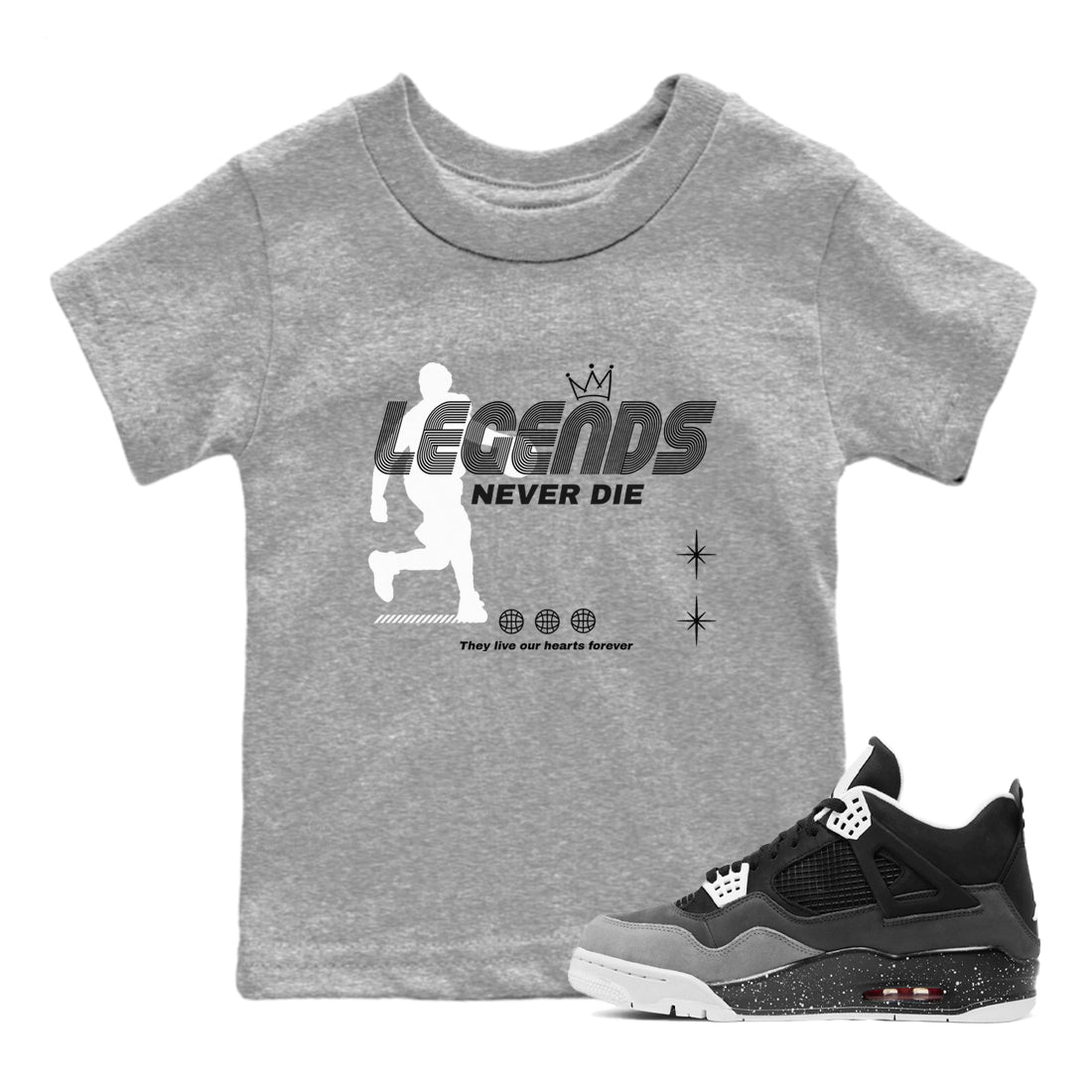 Legends Never Die snkmatch Tees Kids - Air Jordan 4 Fear