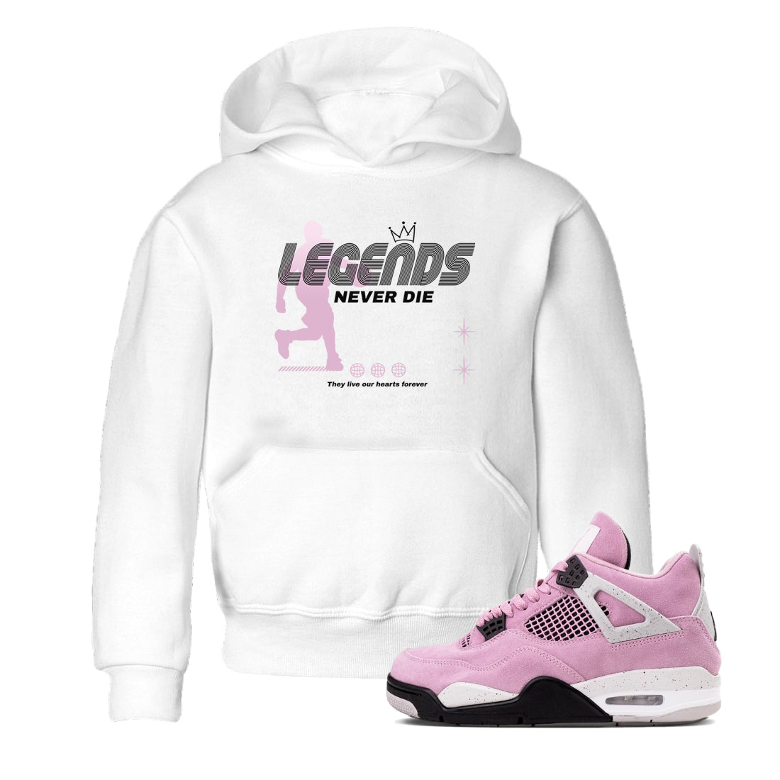 Legends Never Die snkmatch Tees Kids - Air Jordan 4 Orchid