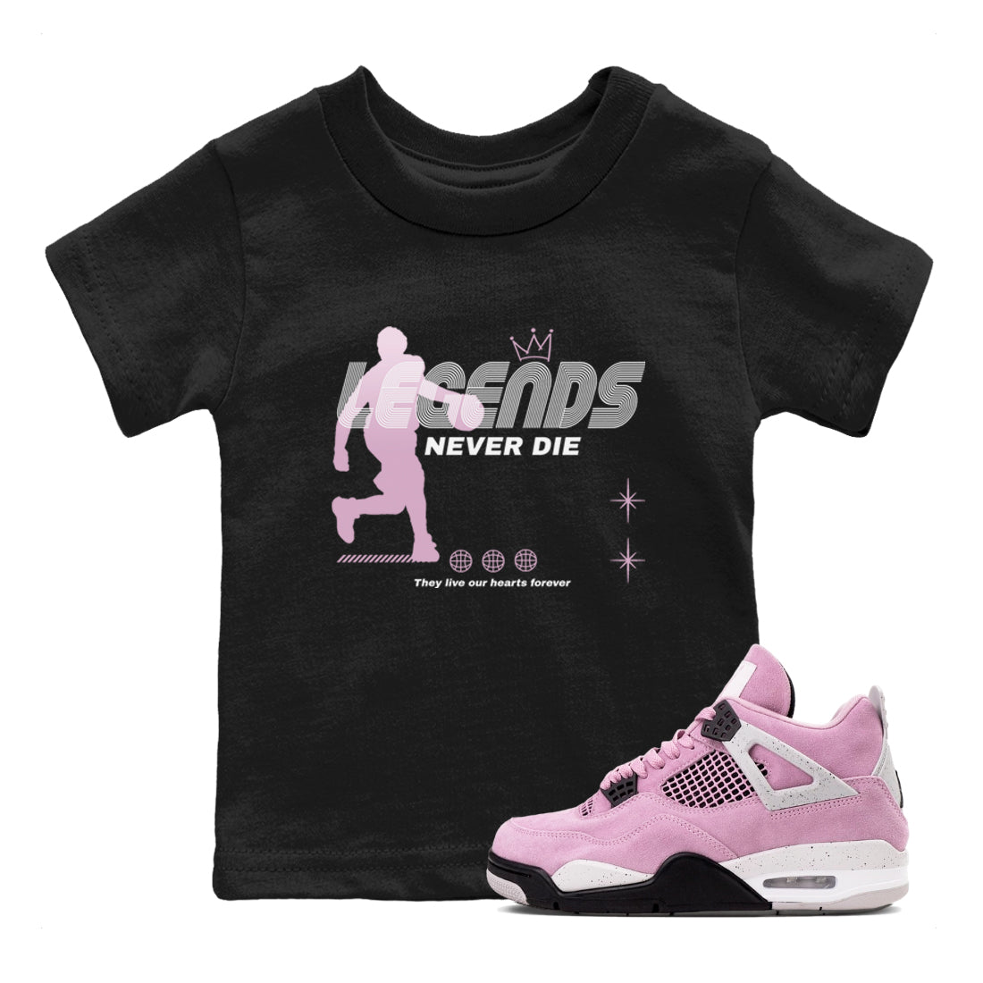Legends Never Die snkmatch Tees Kids - Air Jordan 4 Orchid