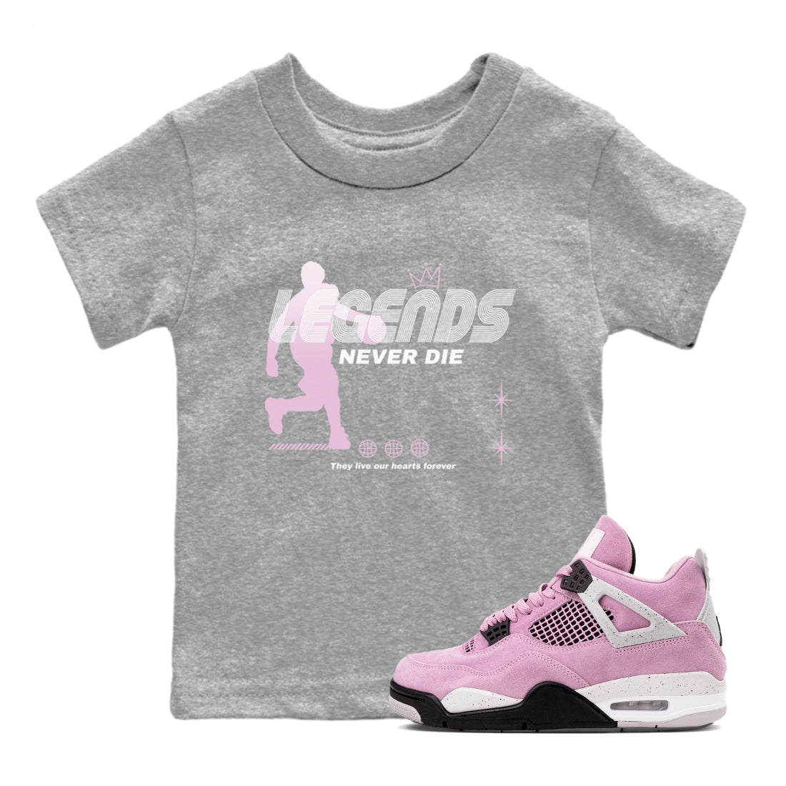 Legends Never Die snkmatch Tees Kids - Air Jordan 4 Orchid