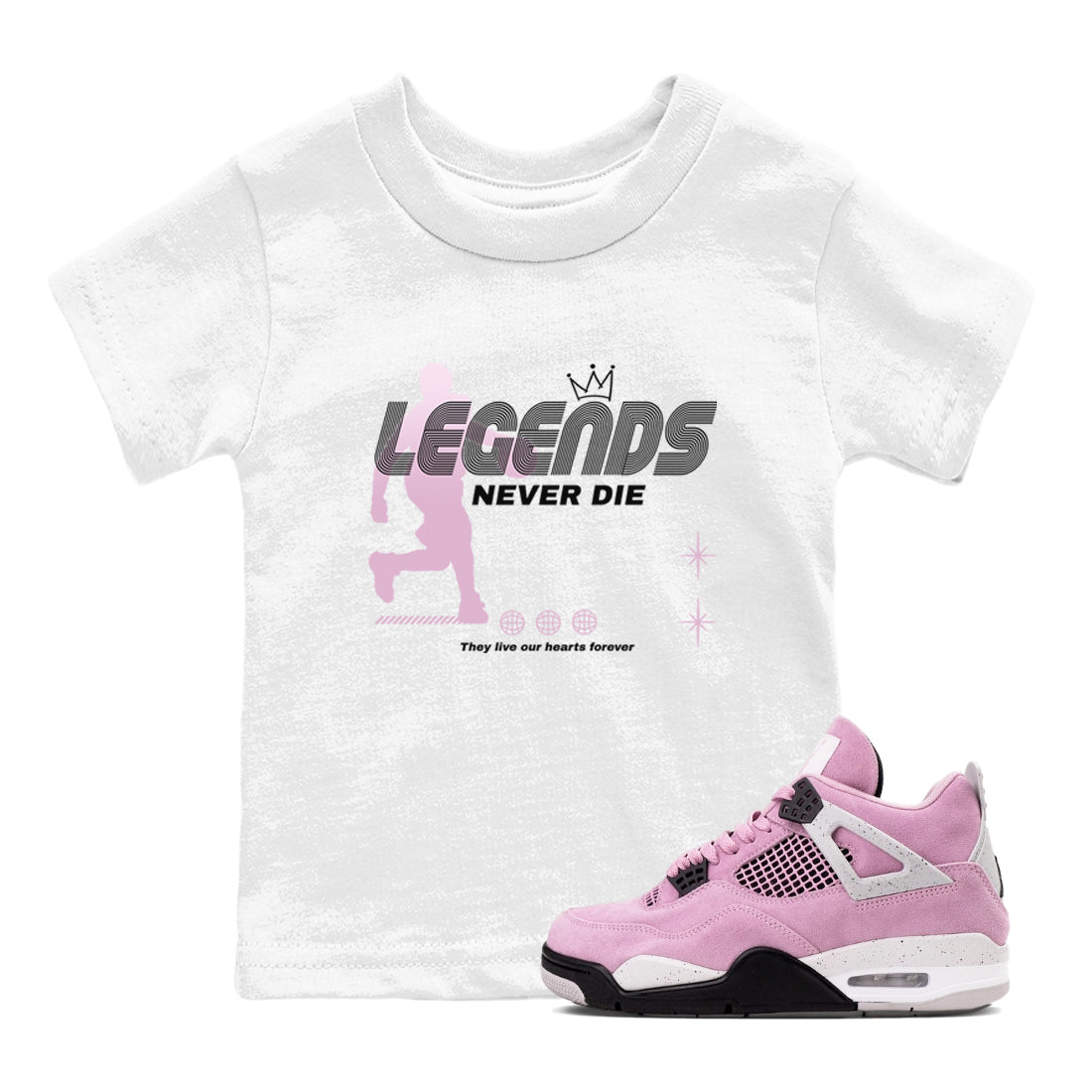 Legends Never Die snkmatch Tees Kids - Air Jordan 4 Orchid
