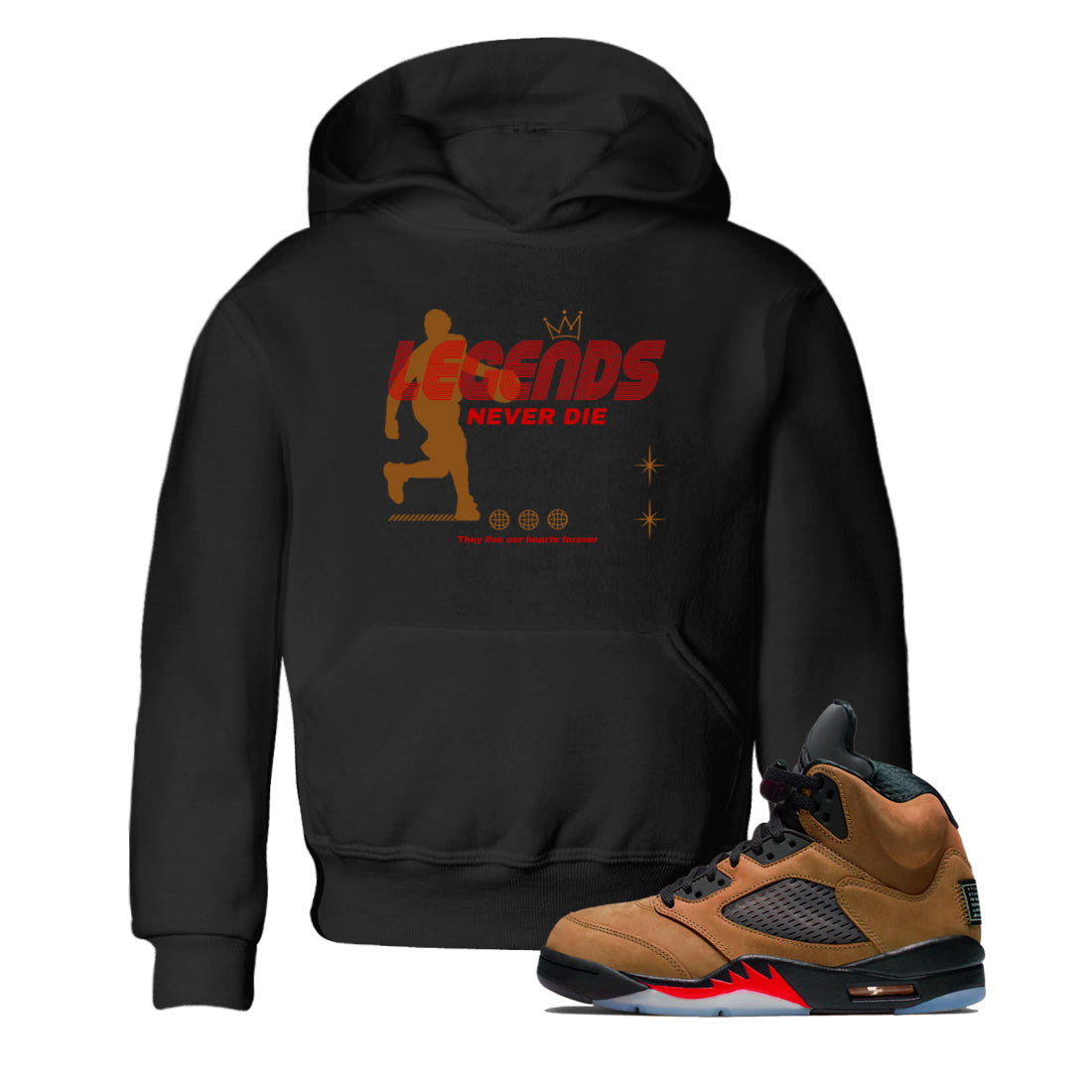 Legends Never Die snkmatch Tees Kids - Air Jordan 5 Archaeo Brown