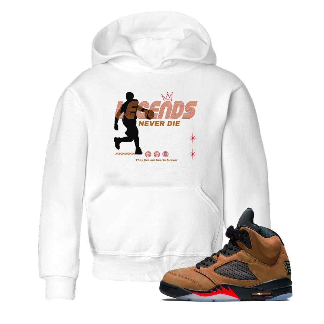 Legends Never Die snkmatch Tees Kids - Air Jordan 5 Archaeo Brown
