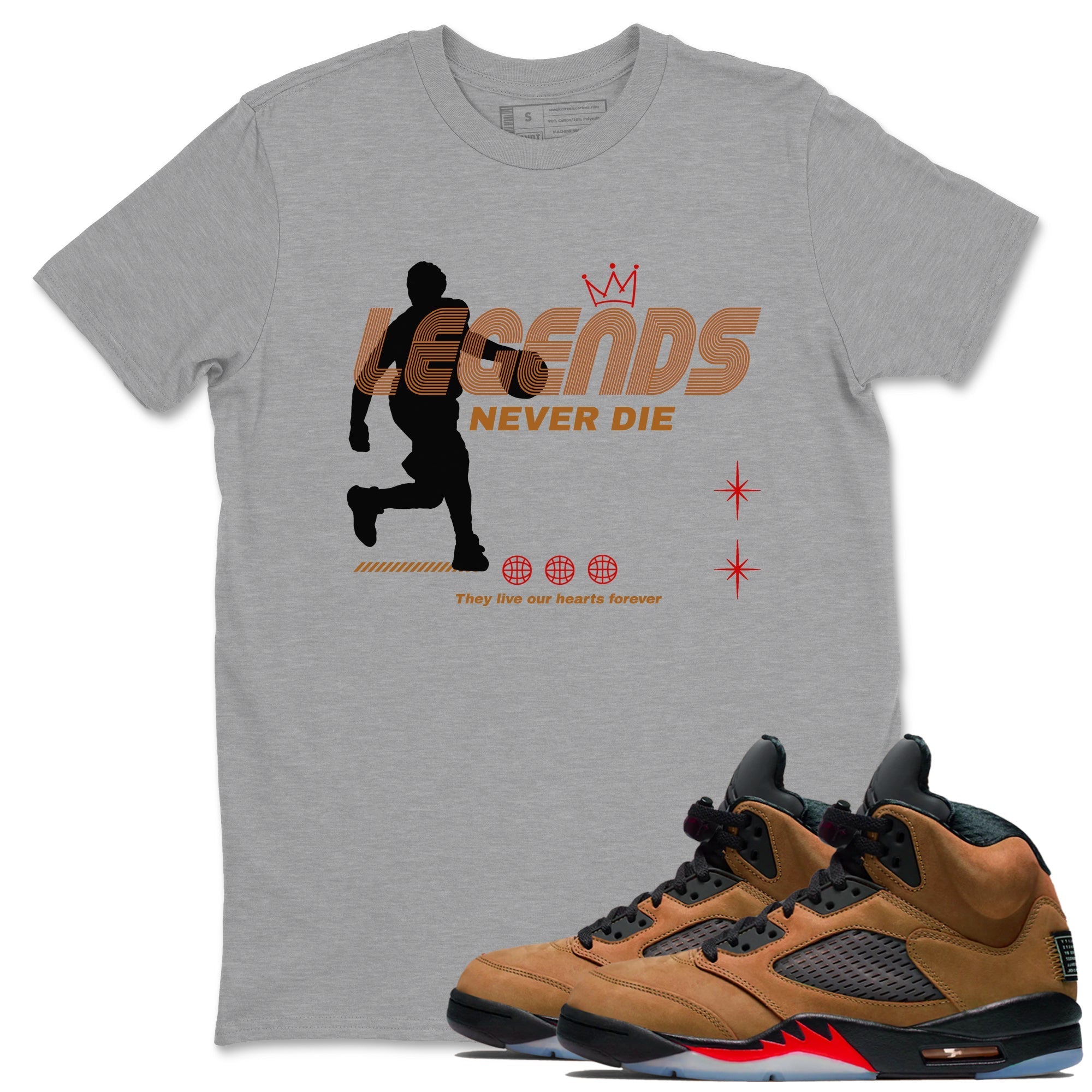 Legends Never Die snkmatch Tees - Air Jordan 5 Archaeo Brown