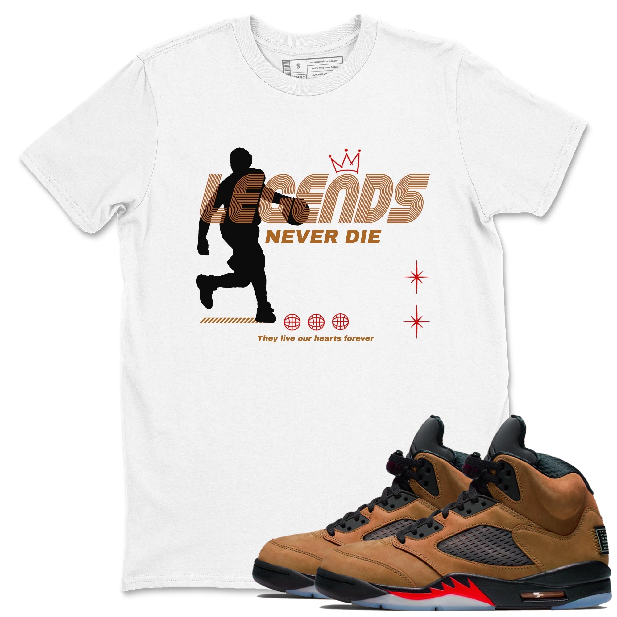 Legends Never Die snkmatch Tees - Air Jordan 5 Archaeo Brown