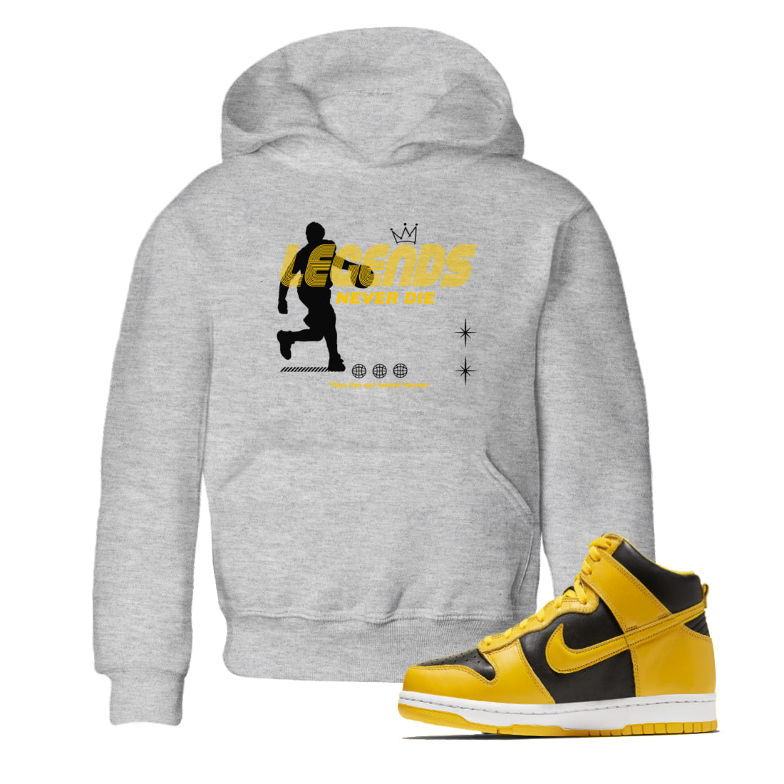 Legends Never Die snkmatch Tees Kids - Dunk High Pollen