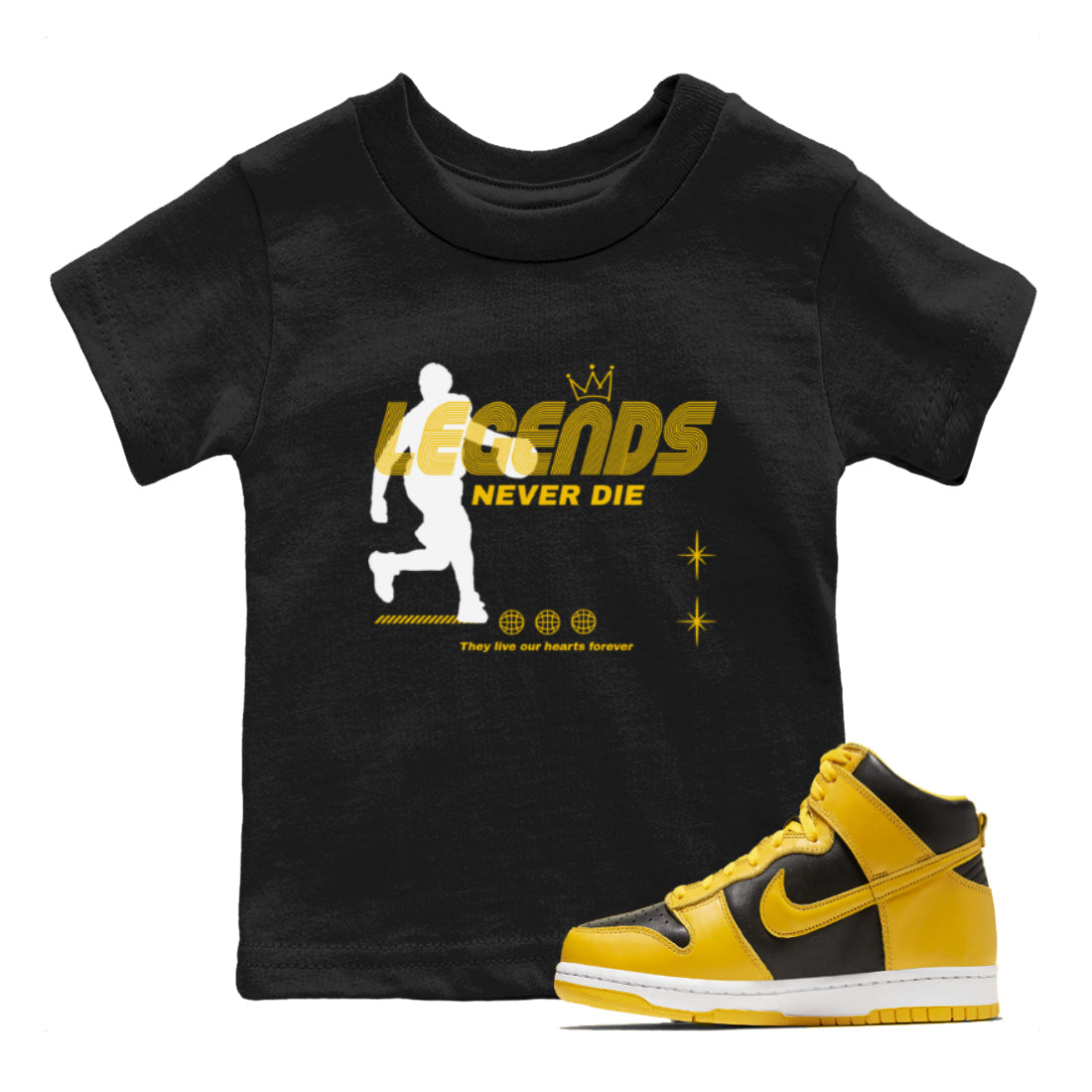 Legends Never Die snkmatch Tees Kids - Dunk High Pollen