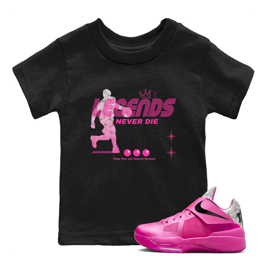Legends Never Die snkmatch Tees Kids - Nike KD 4 Aunt Pearl
