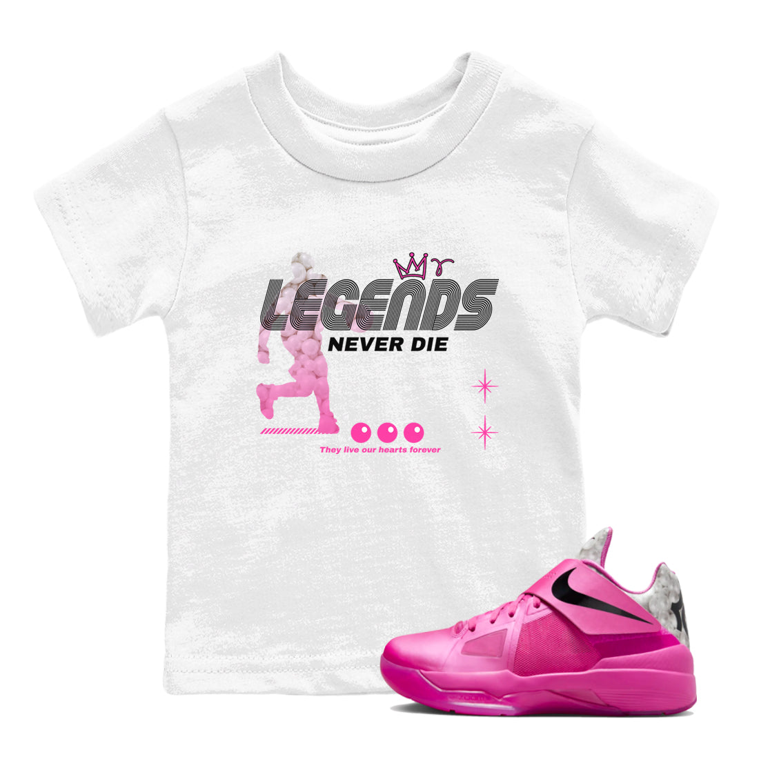 Legends Never Die snkmatch Tees Kids - Nike KD 4 Aunt Pearl