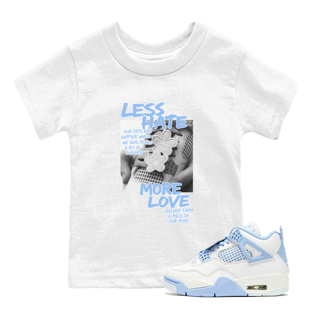 Less Hate More Love snkmatch Tees Kids - Air Jordan 4 Aluminum