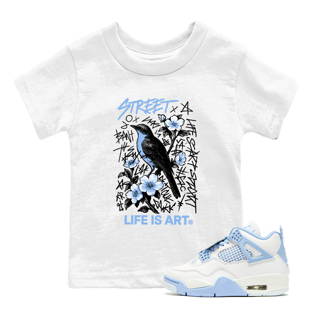 Life Is Art snkmatch Tees Kids - Air Jordan 4 Forget Me Not