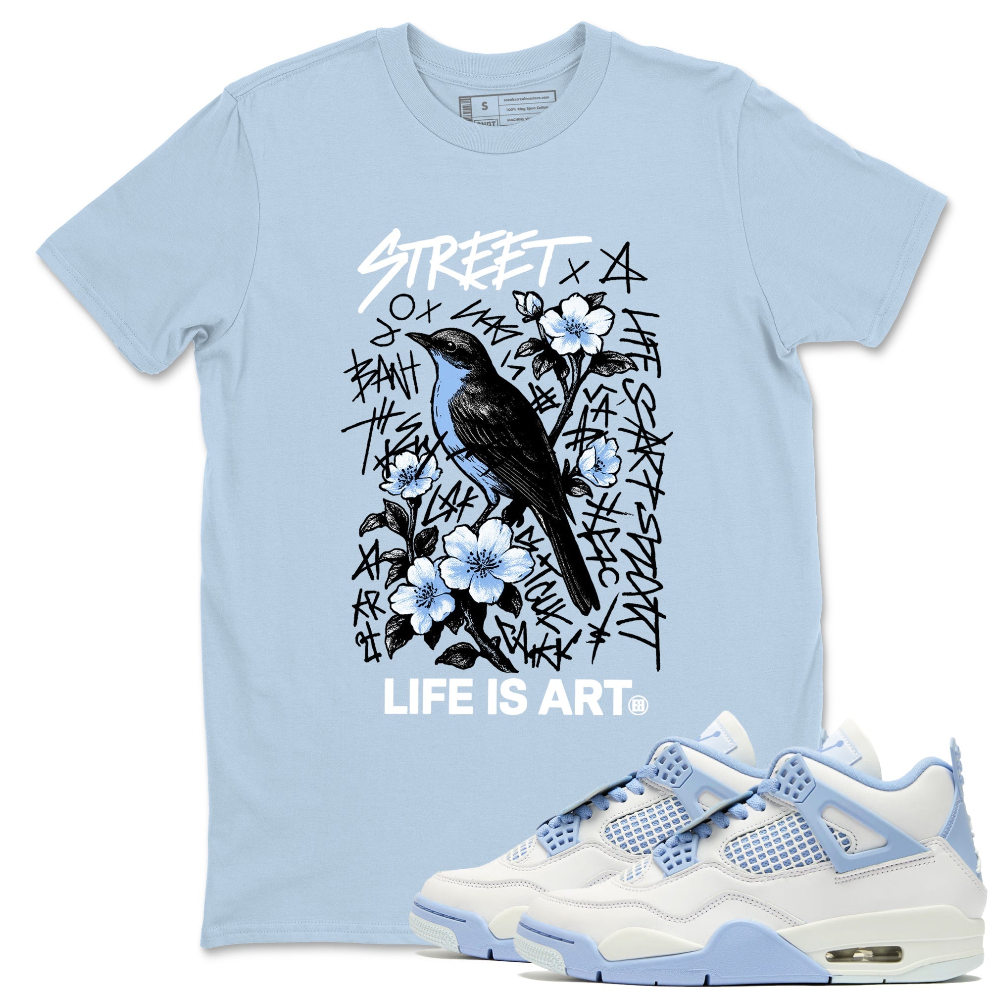 Life Is Art snkmatch Tees - Air Jordan 4 Forget Me Not