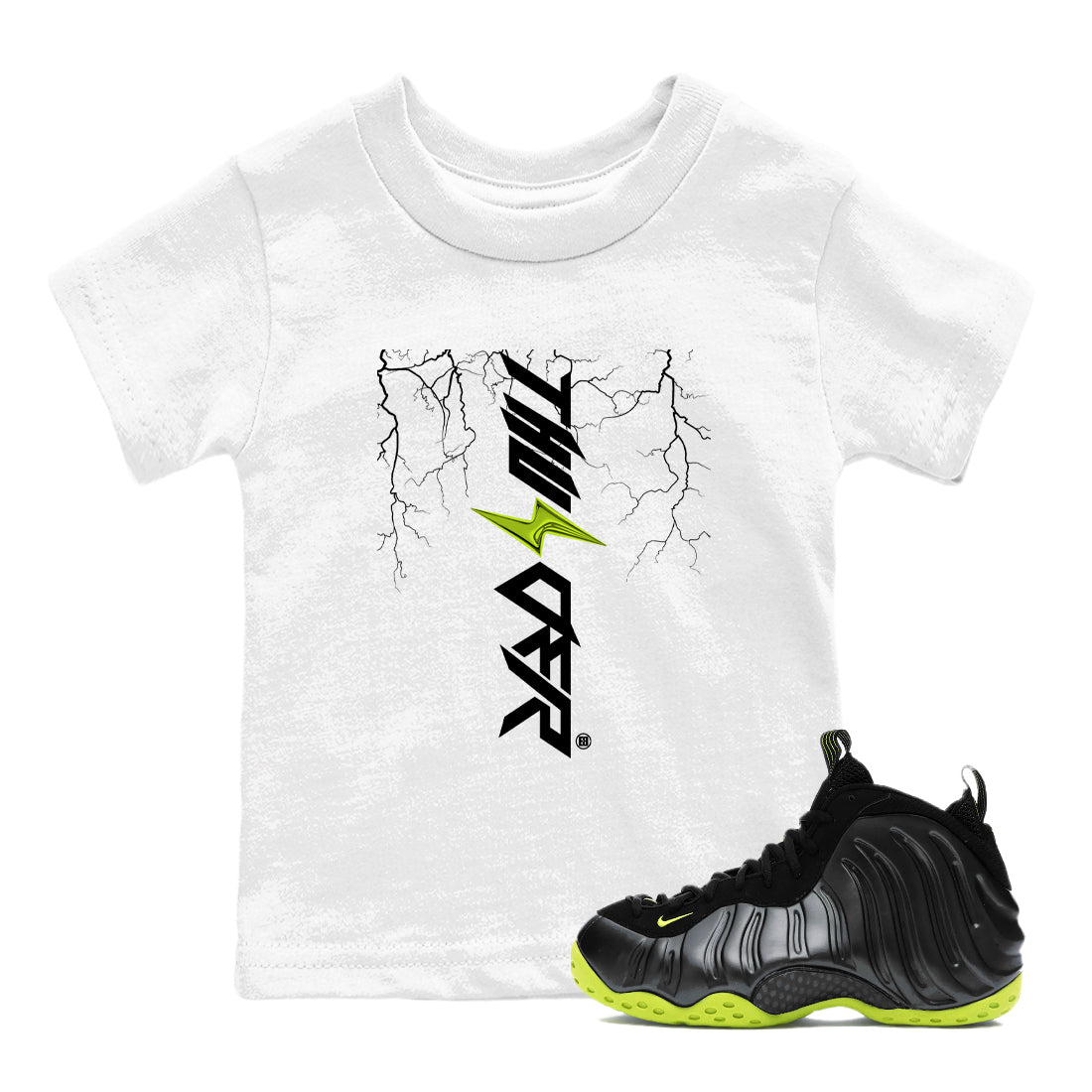 Lightning Thunder snkmatch Tees Kids - Air Foamposite One Black Volt