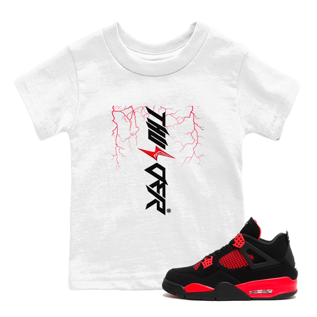 Lightning Thunder snkmatch Tees Kids - Air Jordan 4 Red Thunder
