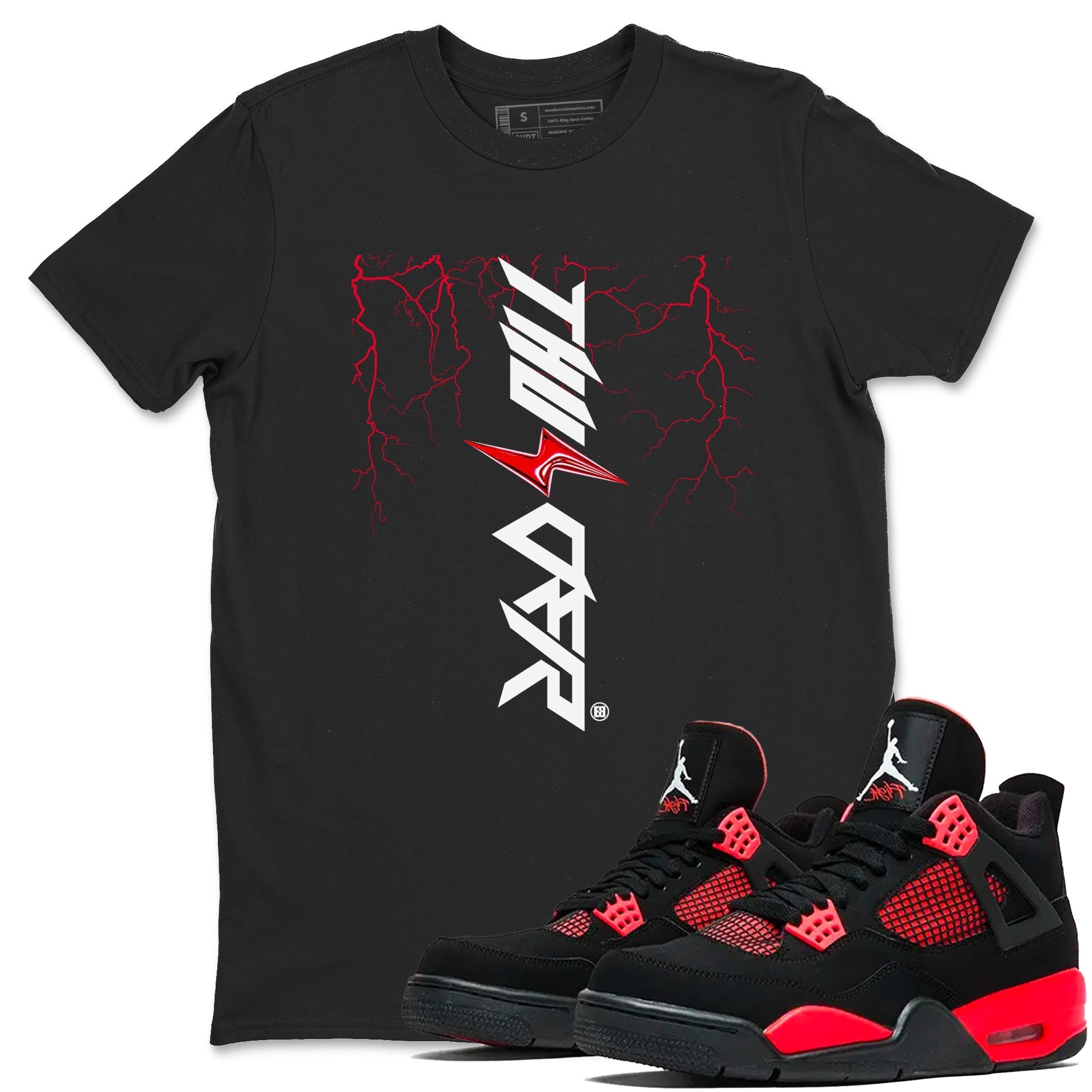 Lightning Thunder snkmatch Tees - Air Jordan 4 Red Thunder