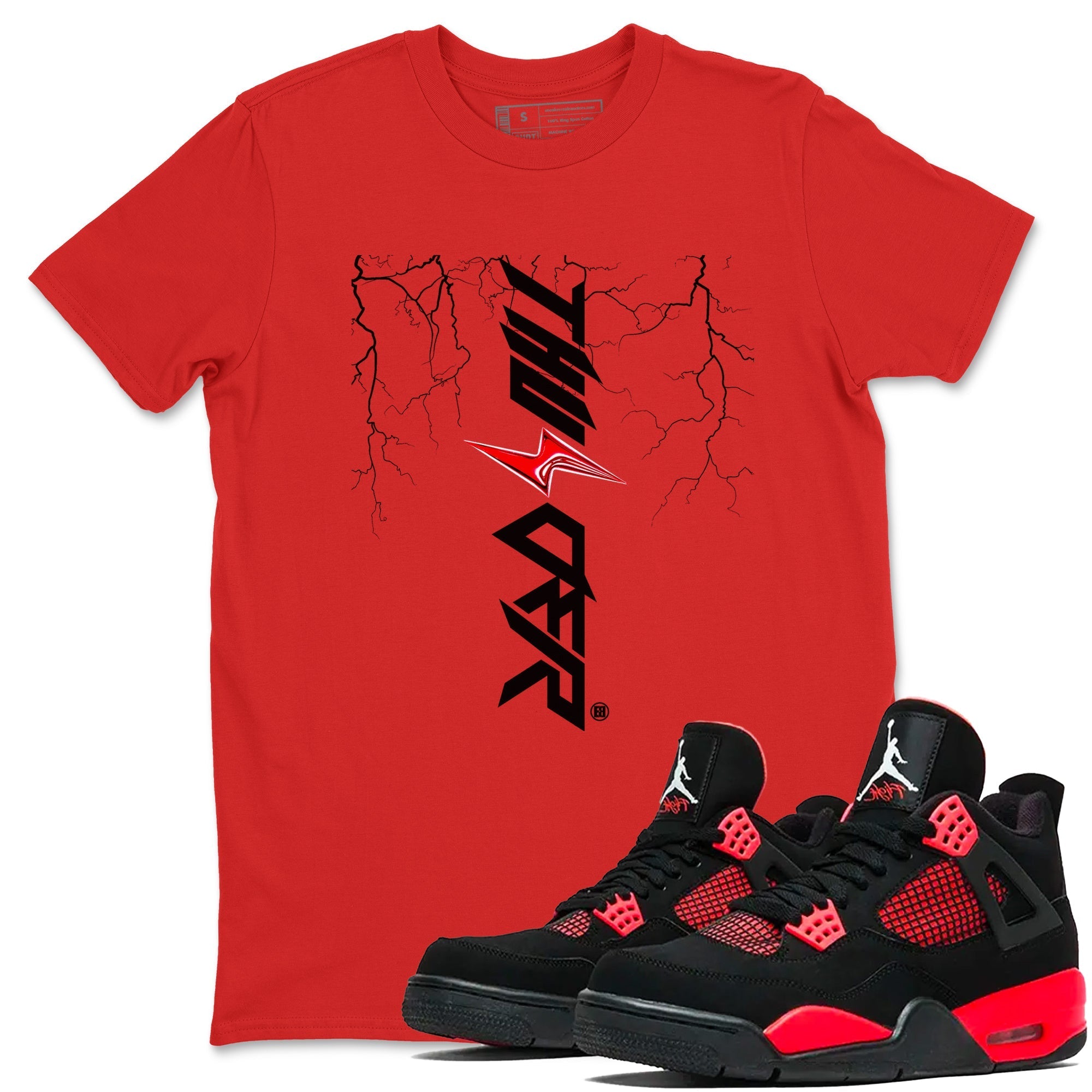 Lightning Thunder snkmatch Tees - Air Jordan 4 Red Thunder