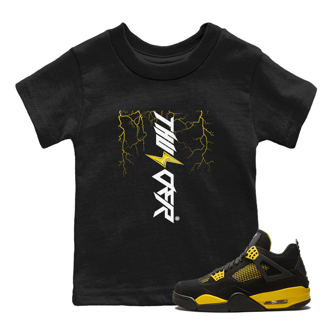 Lightning Thunder snkmatch Tees Kids - Air Jordan 4 Thunder
