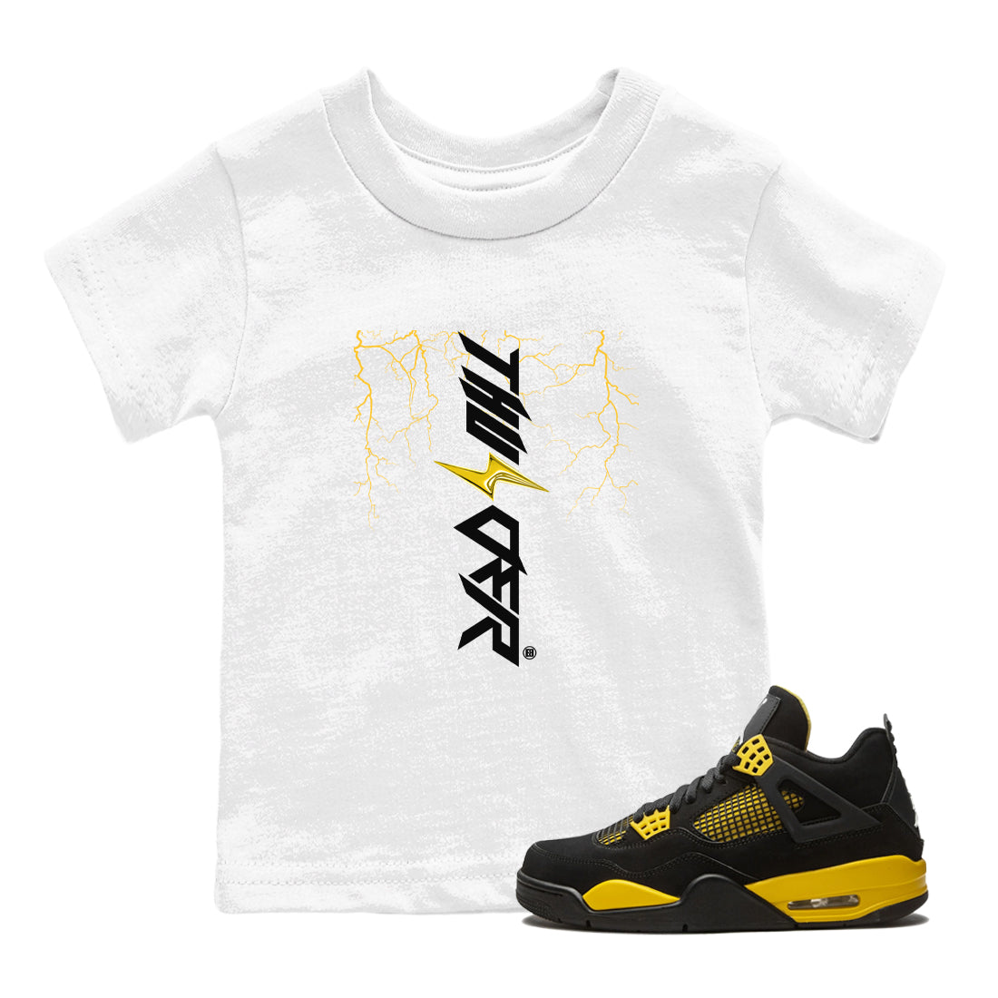 Lightning Thunder snkmatch Tees Kids - Air Jordan 4 Thunder