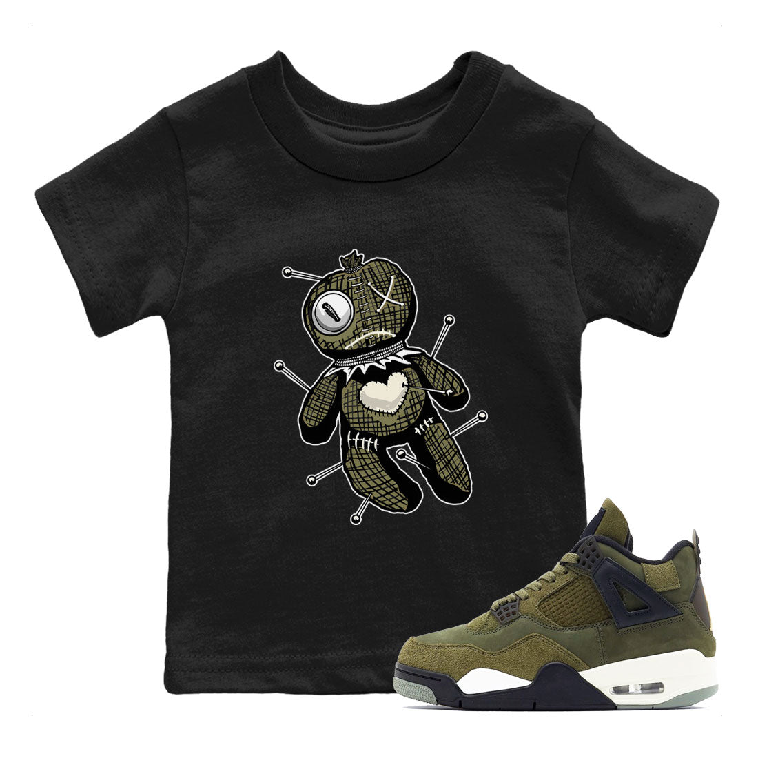 Linen Voodoo Doll snkmatch Tee Kids - Air Jordan 4 Medium Olive