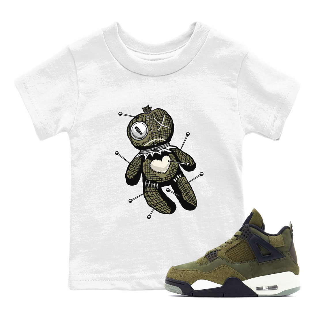 Linen Voodoo Doll snkmatch Tee Kids - Air Jordan 4 Medium Olive