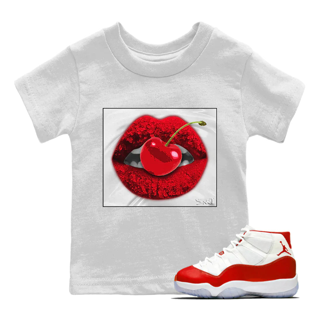 Lips Cherry Kids Tops - Air Jordan 11 Cherry